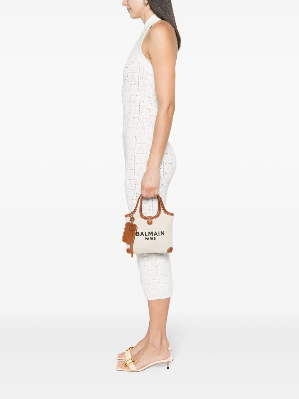 BALMAIN Small Canvas B-army Grocery Bag