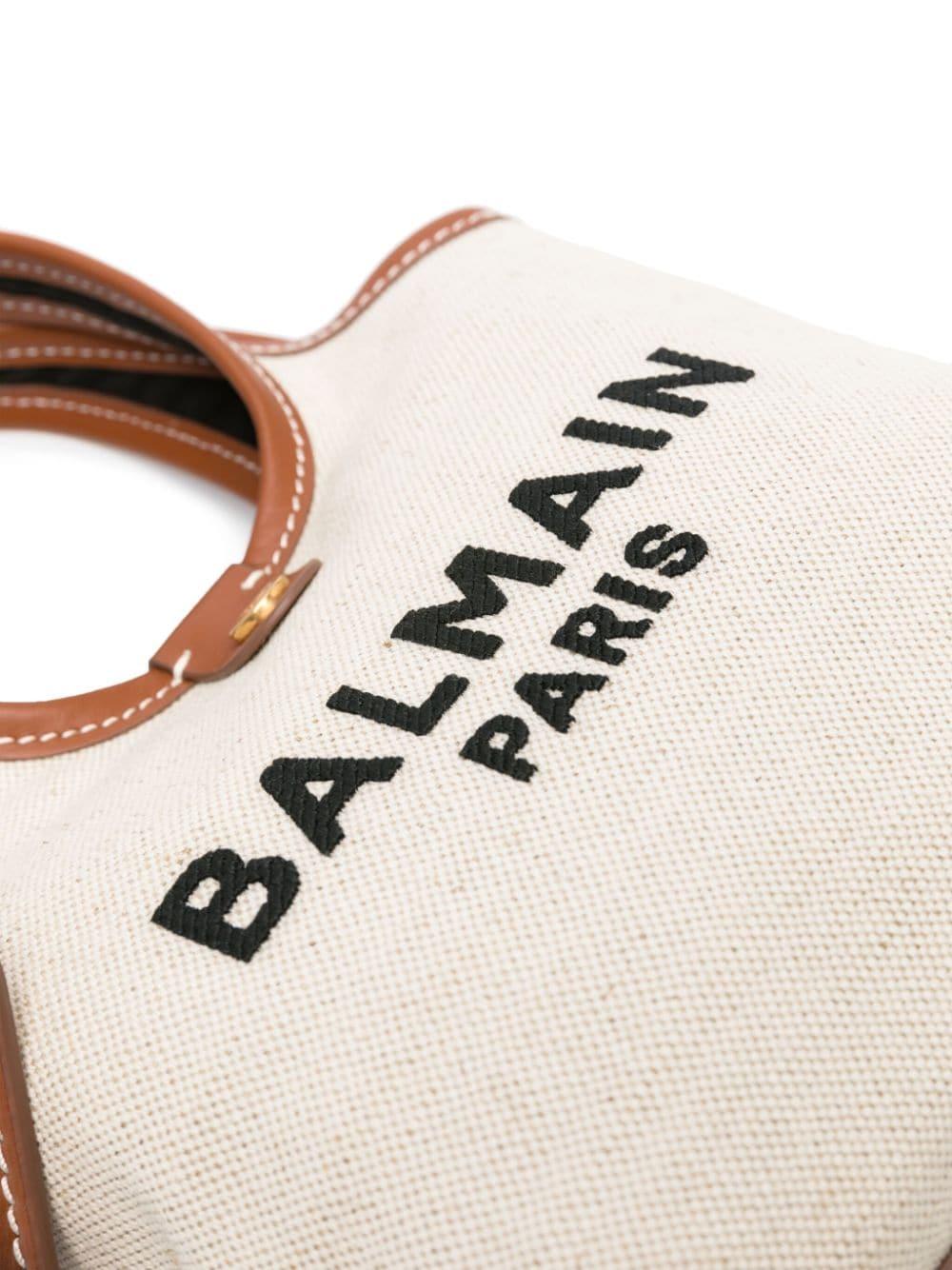 BALMAIN Small Canvas B-army Grocery Bag