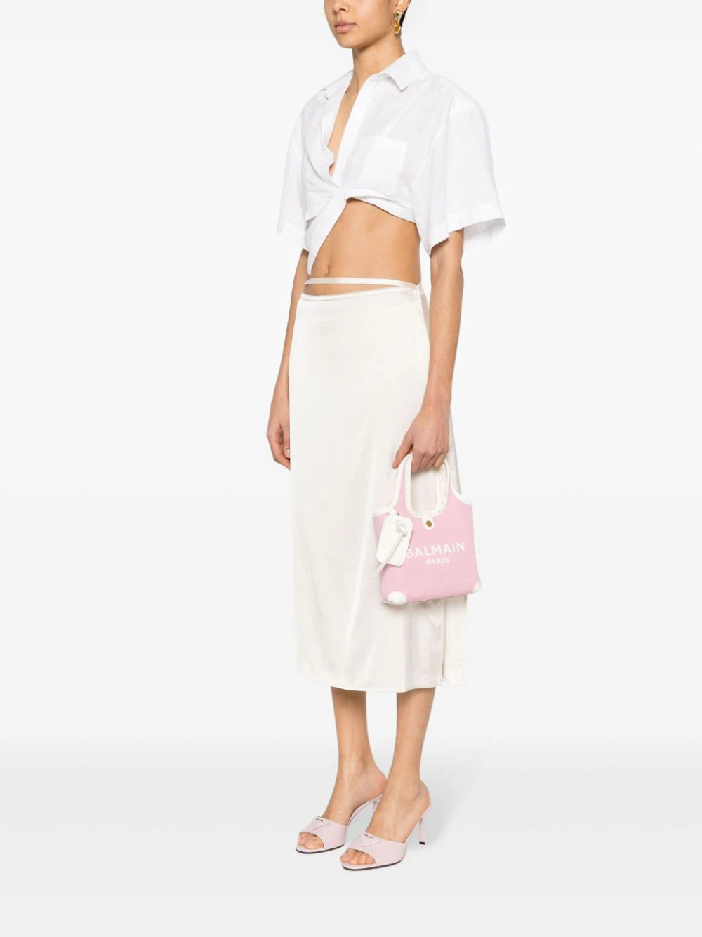 BALMAIN Small Canvas B-army Grocery Bag