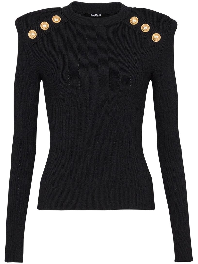 BALMAIN Top with 6 buttons in fine knit