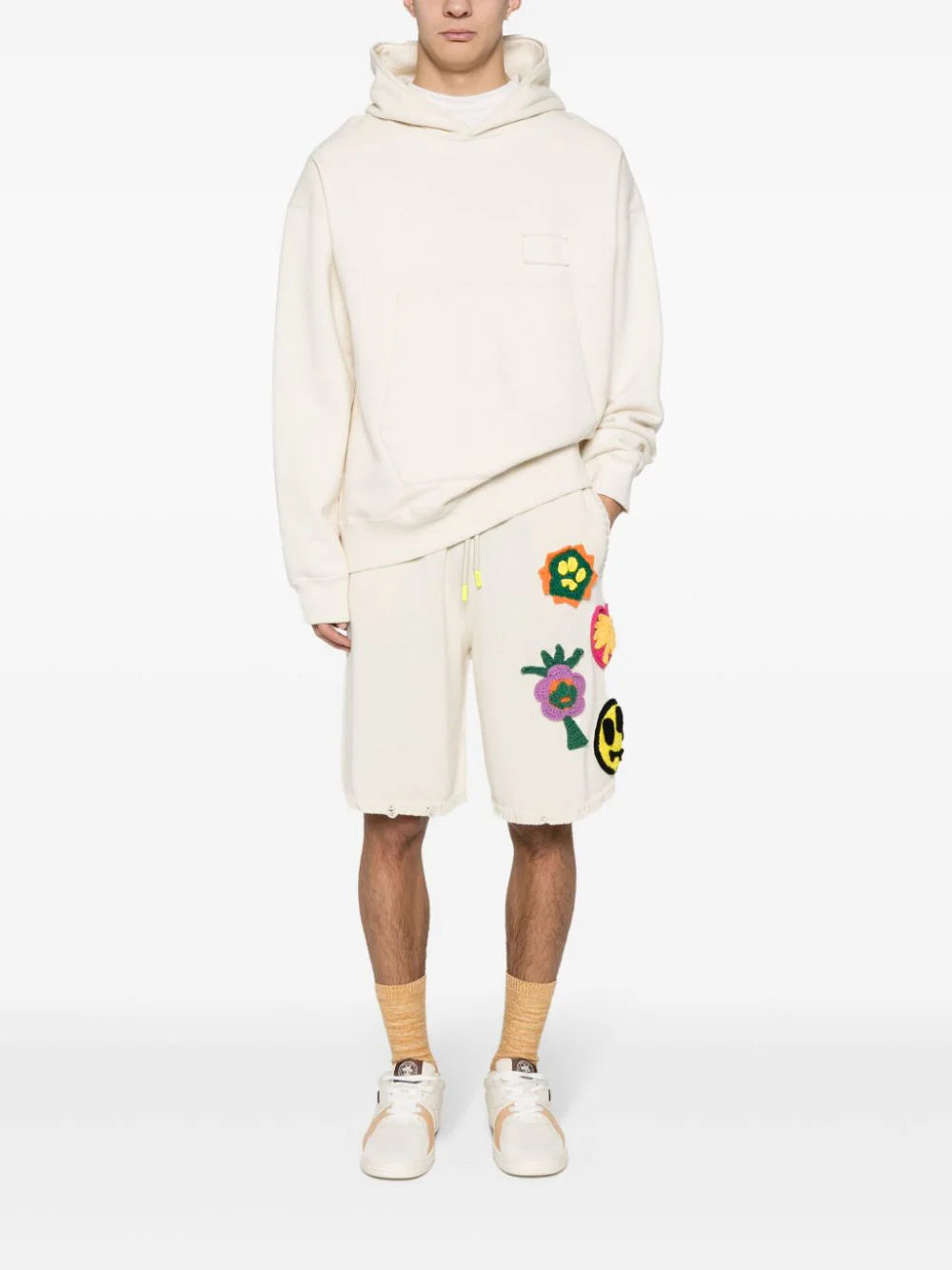BARROW Embroidered Fine-knit Shorts