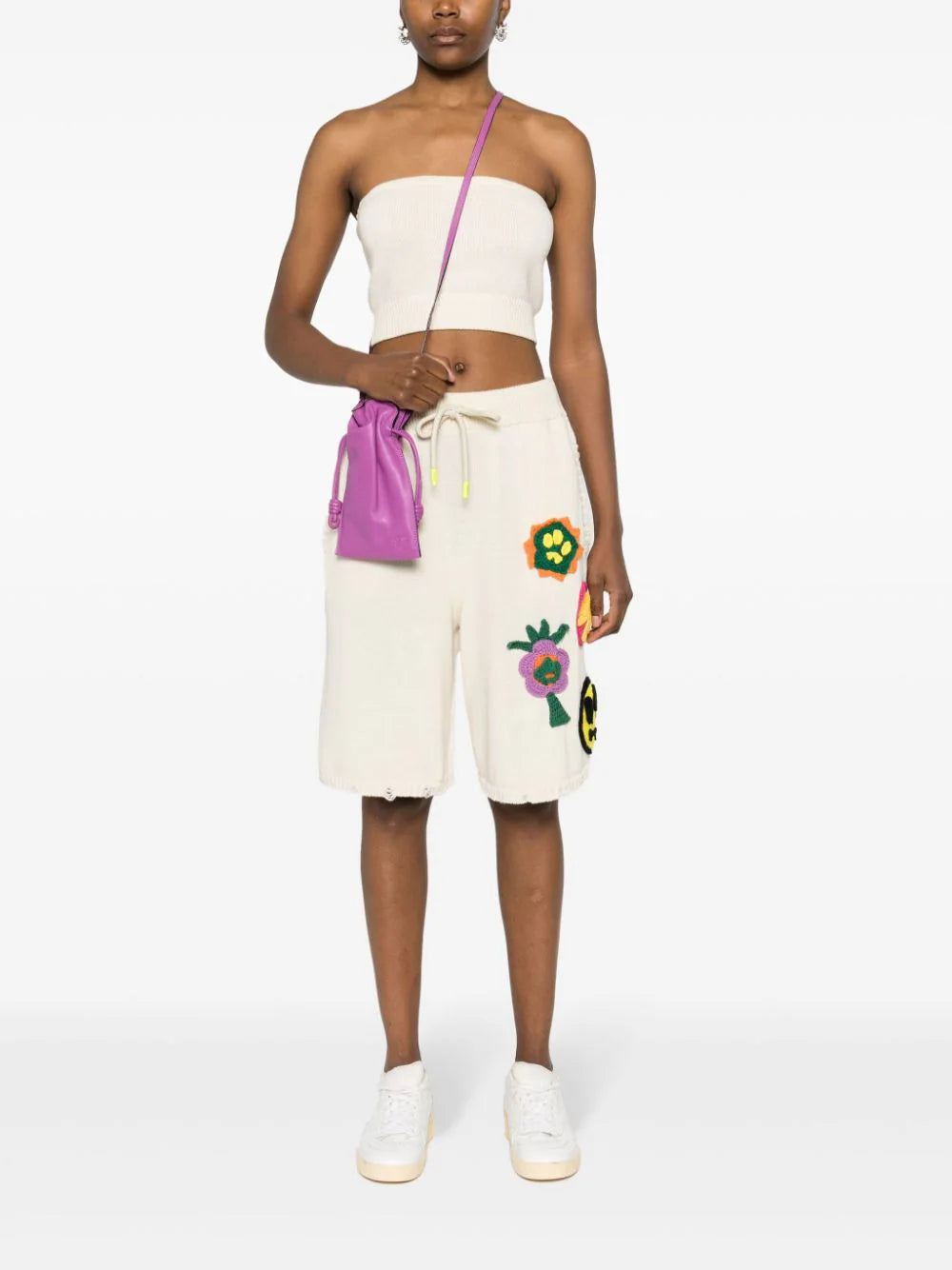 BARROW Embroidered Fine-knit Shorts