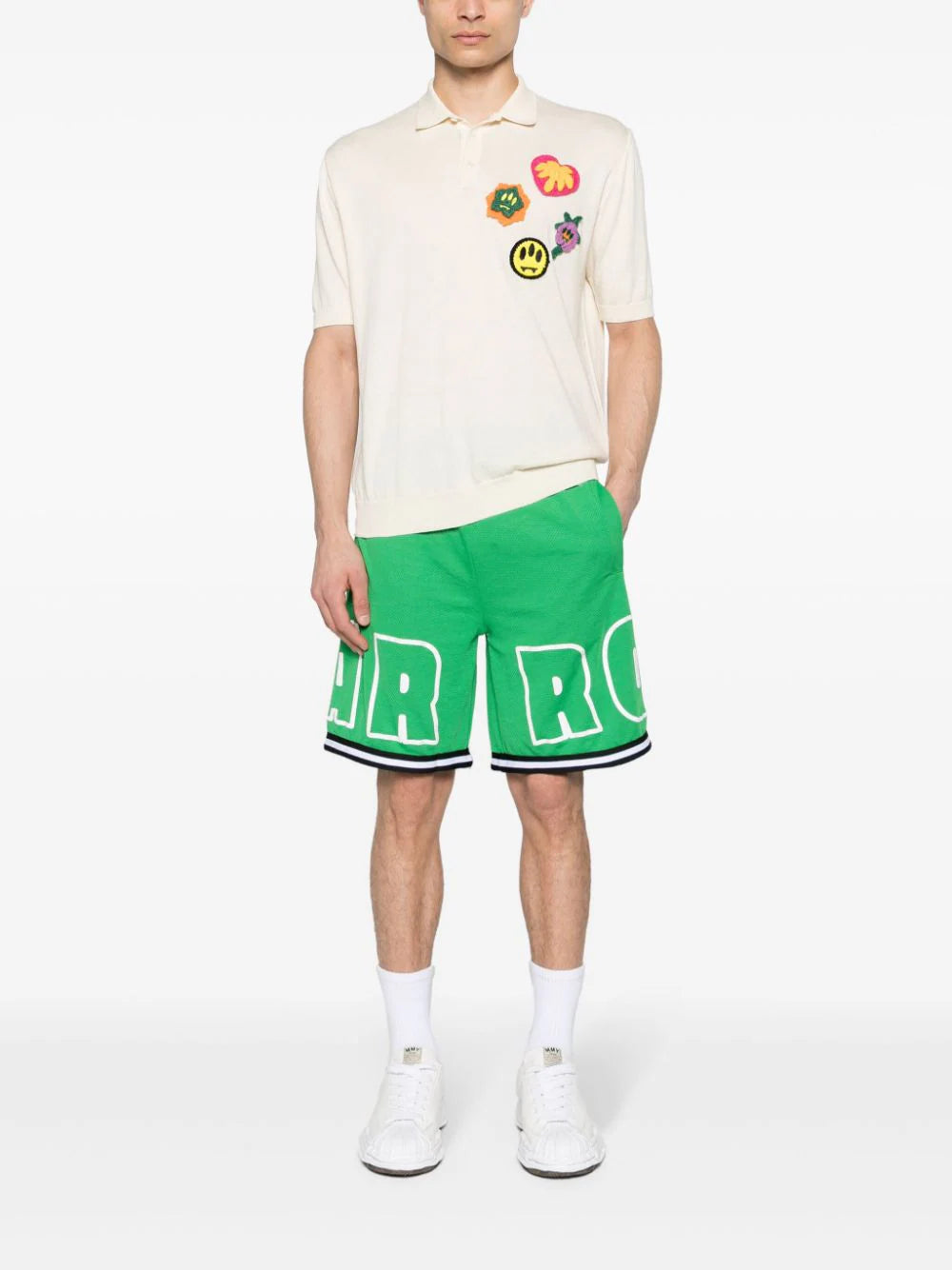 BARROW Barrow Knitted Polo Shirt With Multicolor Patch