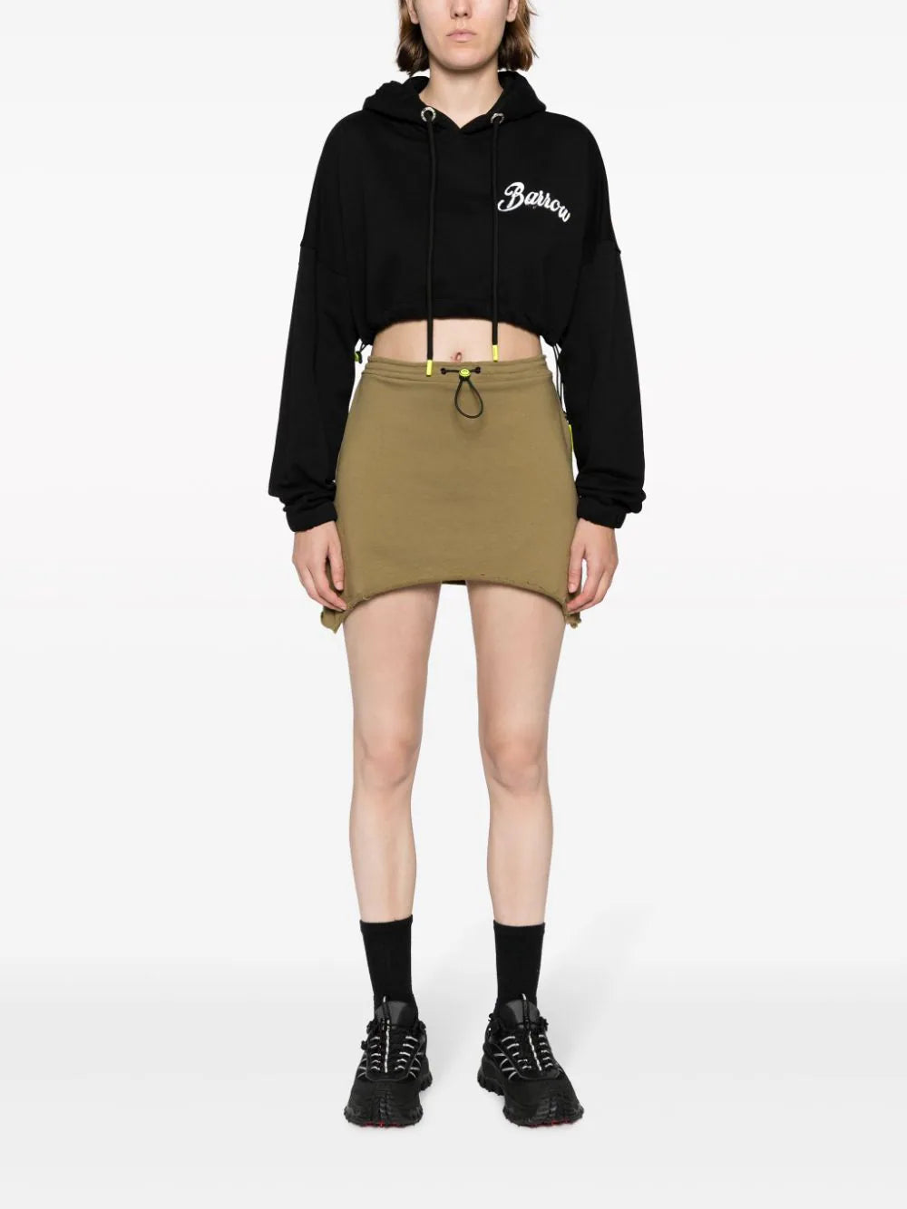 BARROW Logo-print Cropped Hoodie