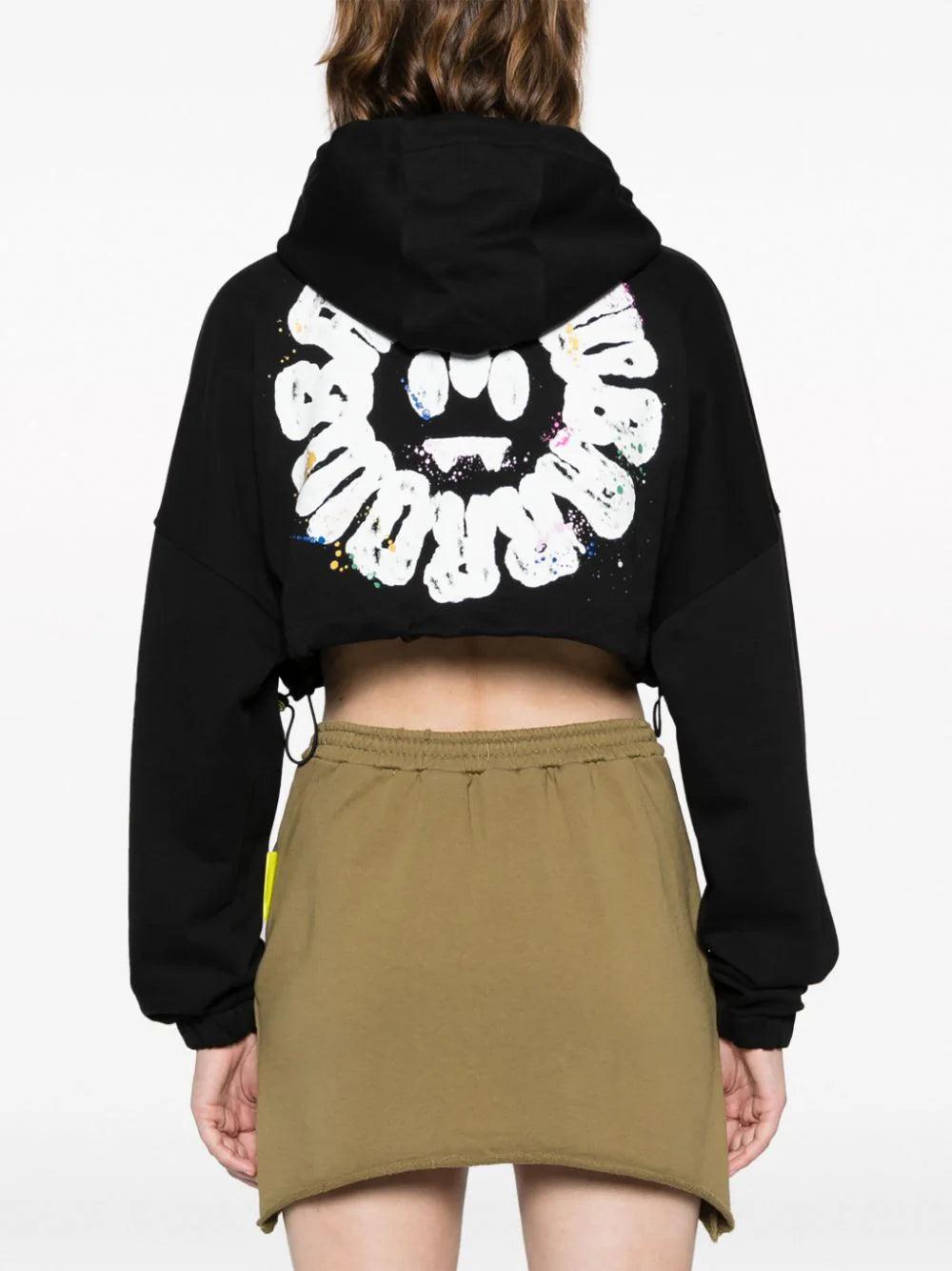 BARROW Logo-print Cropped Hoodie