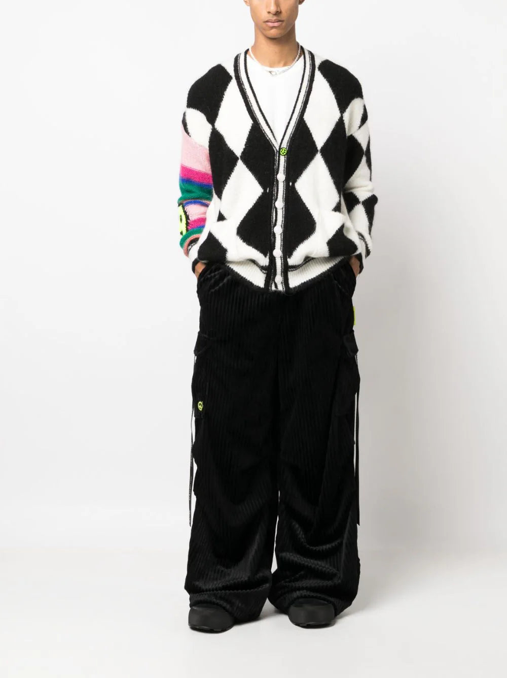 BARROW Patterned-intarsia Panelled Cardigan