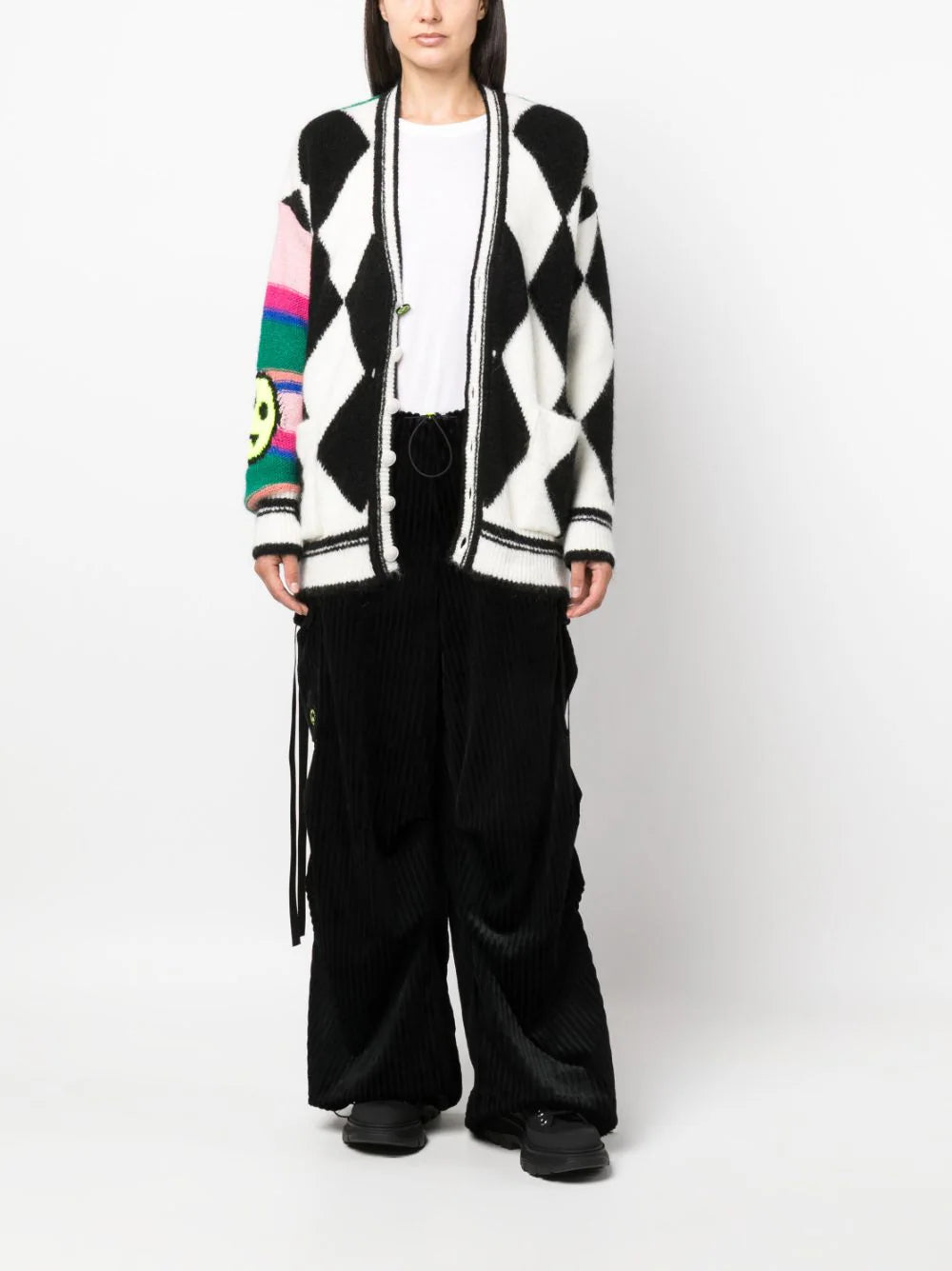 BARROW Patterned-intarsia Panelled Cardigan