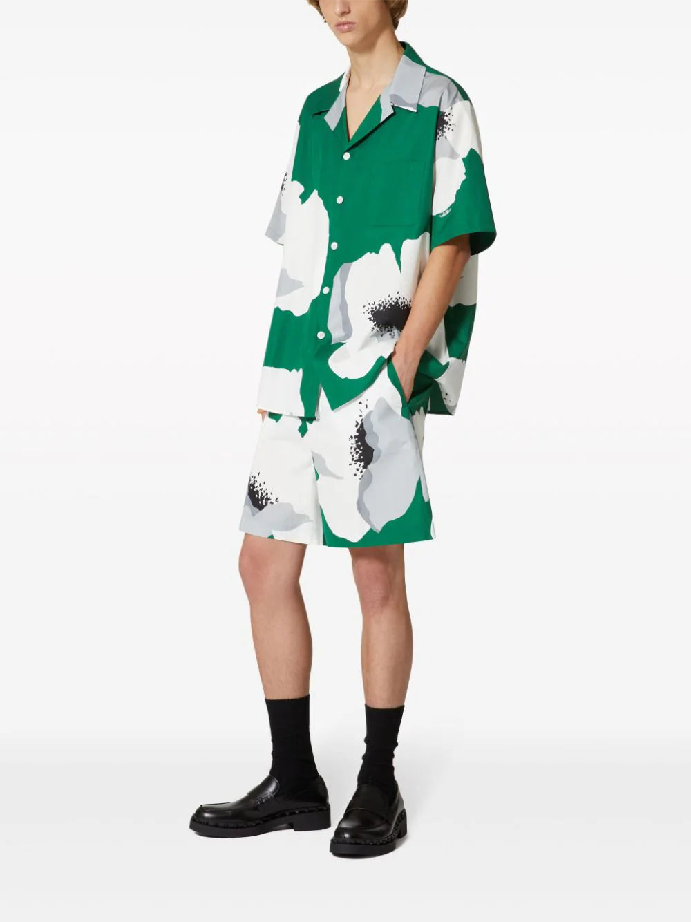 Valentino Garavani Bermuda Shorts With Valentino Flower Portrait Print