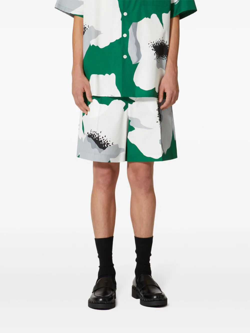 Valentino Garavani Bermuda Shorts With Valentino Flower Portrait Print