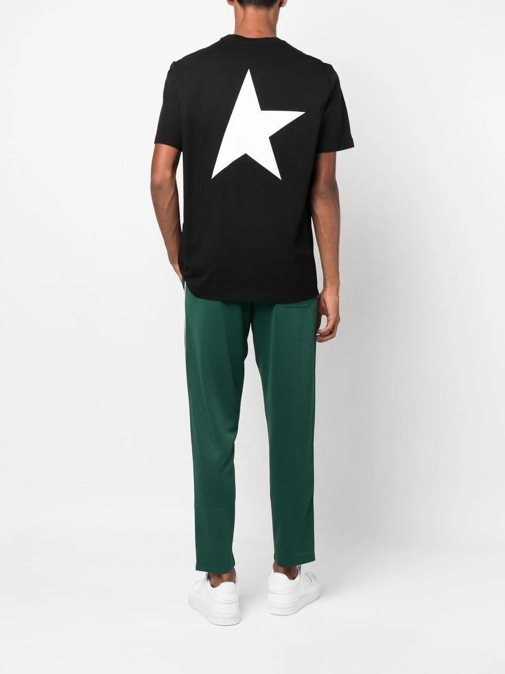 Golden Goose Black T-shirt With Contrasting White Logo And Star
