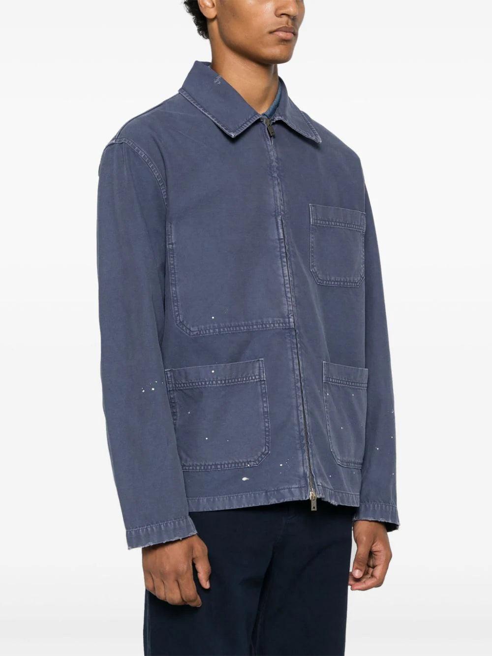 Golden Goose Blue Denim Cotton Jacket With Distressed Treatment