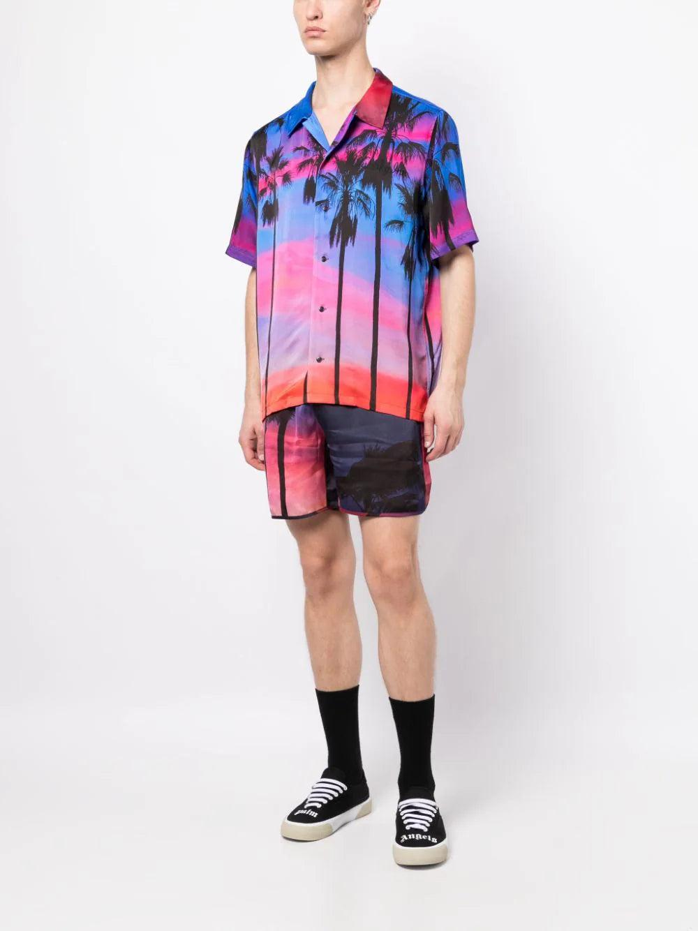 Blue Sky Inn Sunset Palms Short Sleeve Shirt