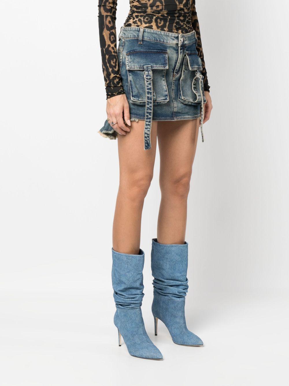 Blumarine Asymmetric Denim Cargo Skirt