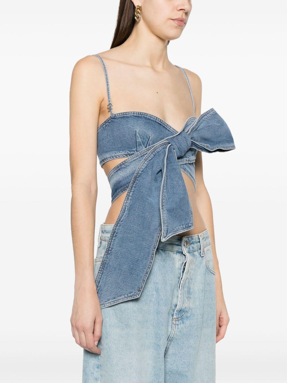 Blumarine Denim Top With Bow