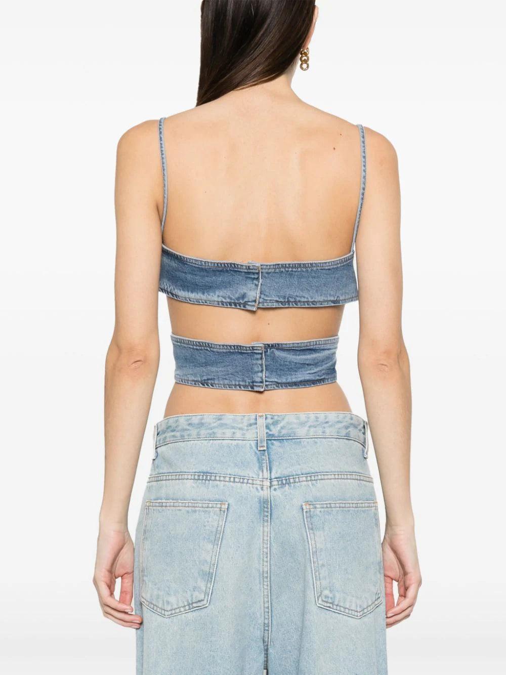 Blumarine Denim Top With Bow