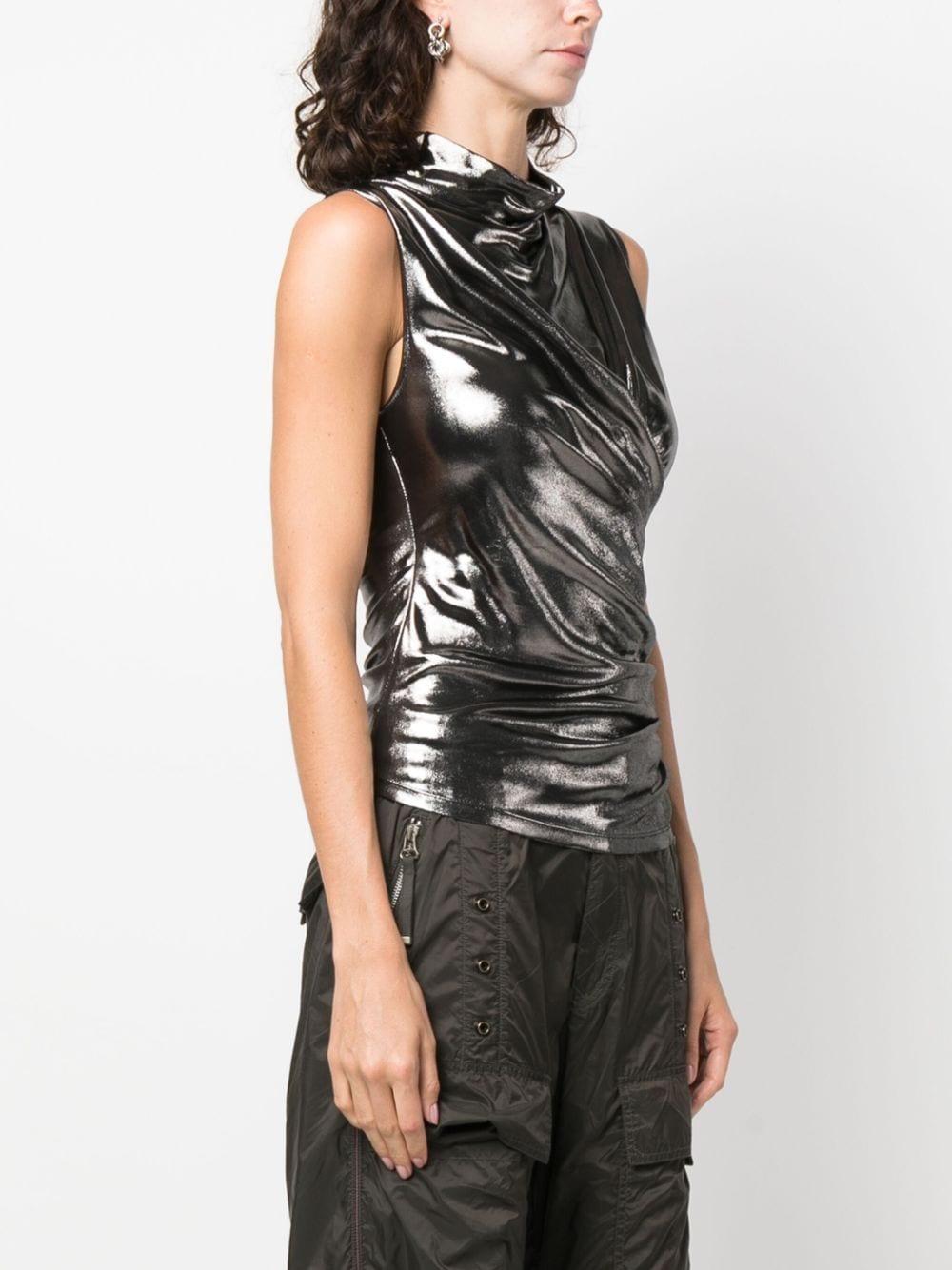 Blumarine Draped Metallic Sleeveless Top