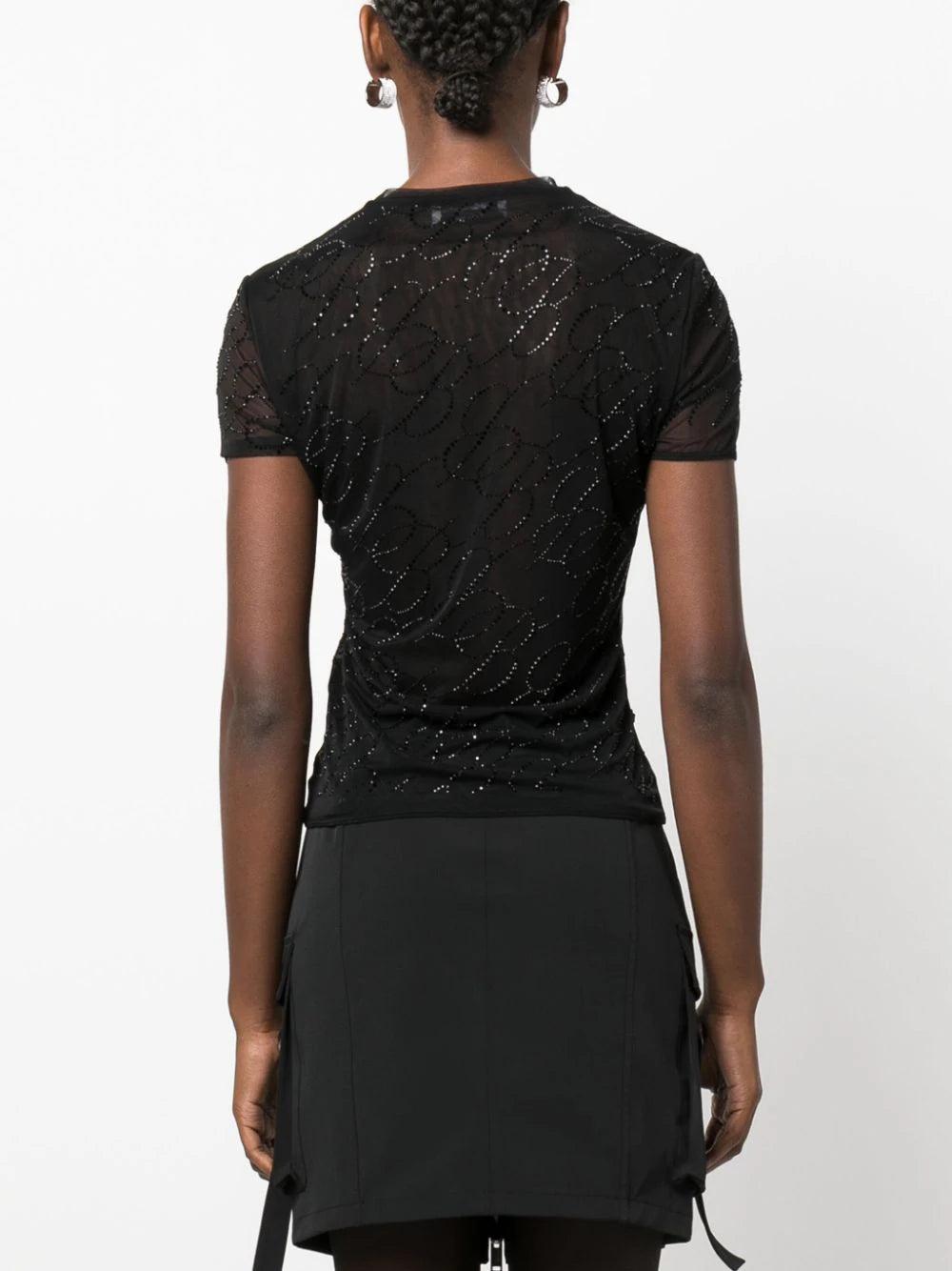 Blumarine Logo-embellished Mesh Top