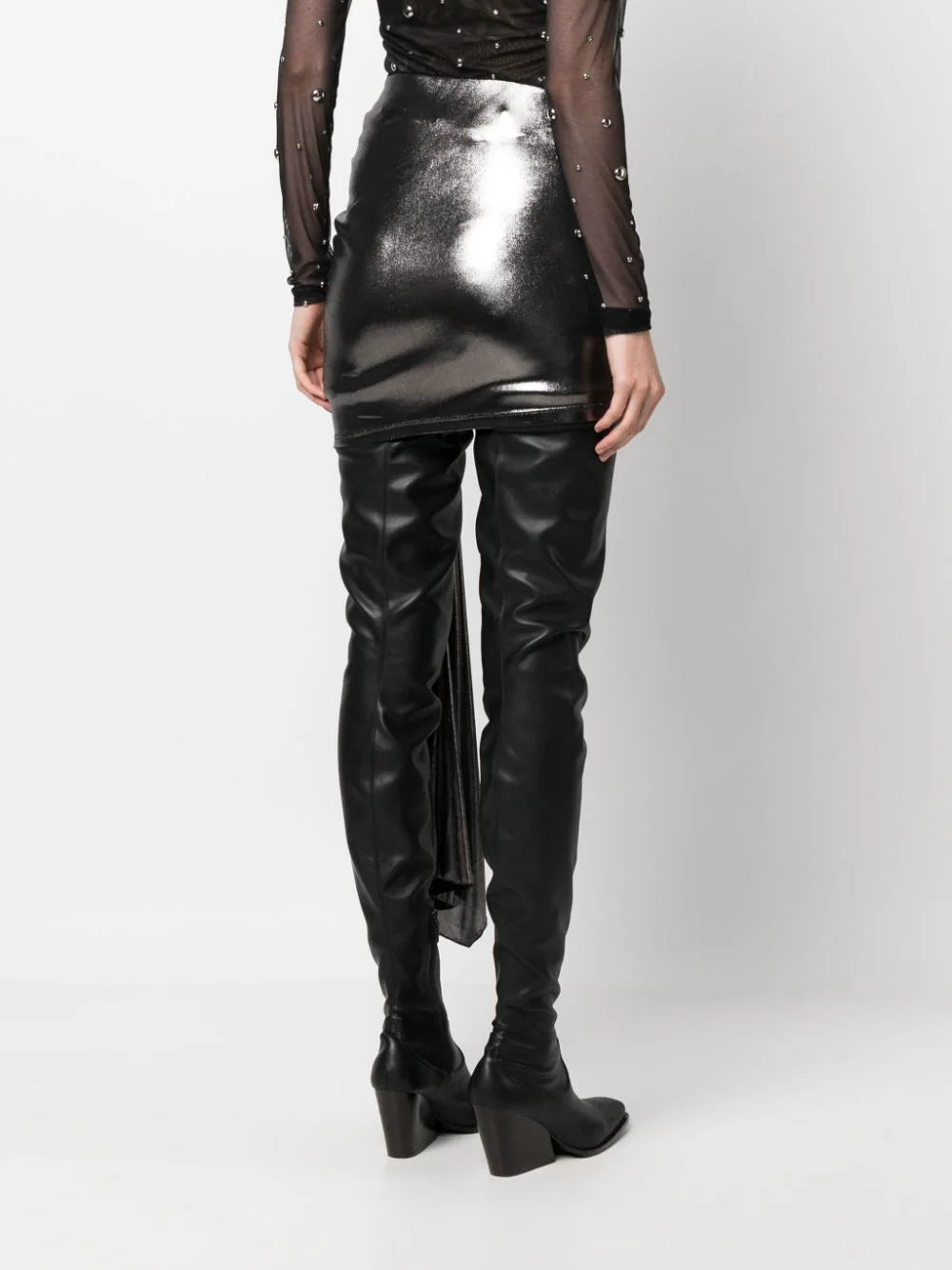 Blumarine Metallic Silver Draped Skirt