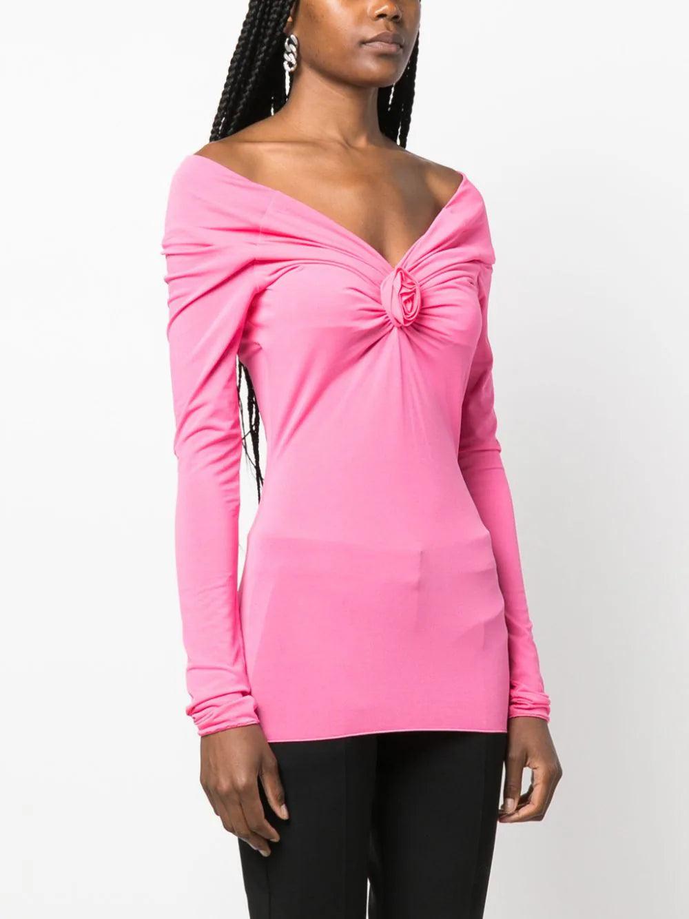 Blumarine Top W/ Rose Appliqué