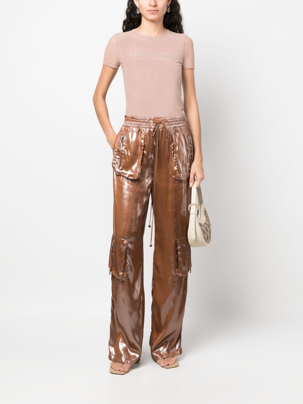 Blumarine Tulle T-shirt With Blumarine Logo
