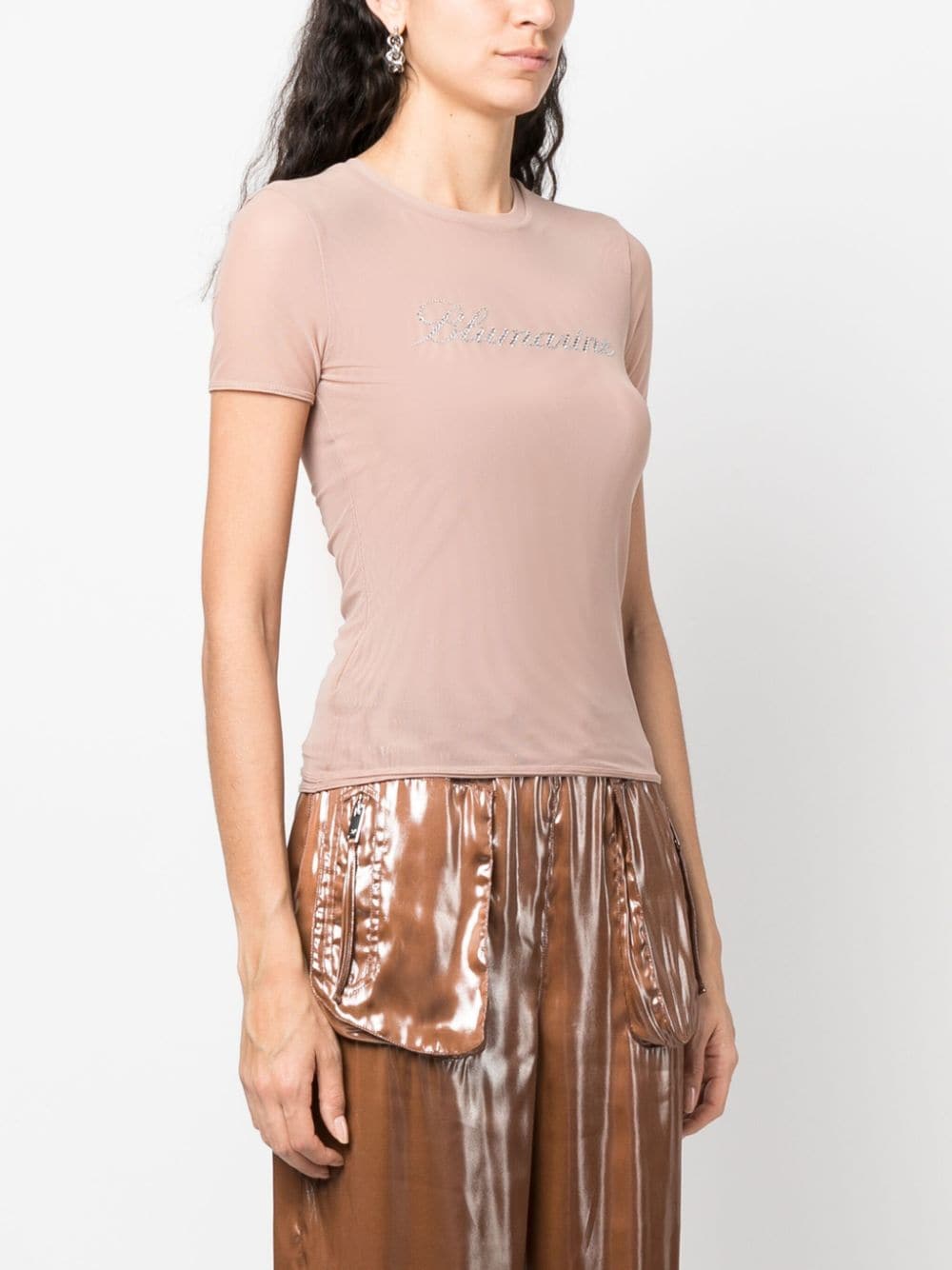 Blumarine Tulle T-shirt With Blumarine Logo