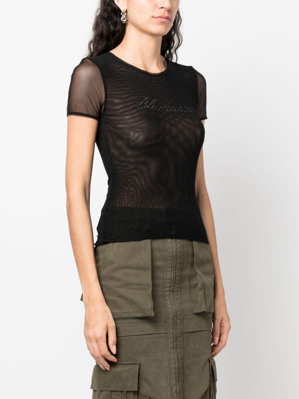 Blumarine Tulle T-shirt With Blumarine Logo