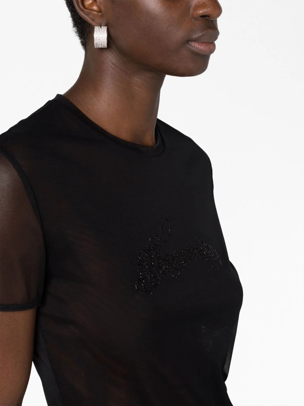 Blumarine Tulle T-shirt With Logo