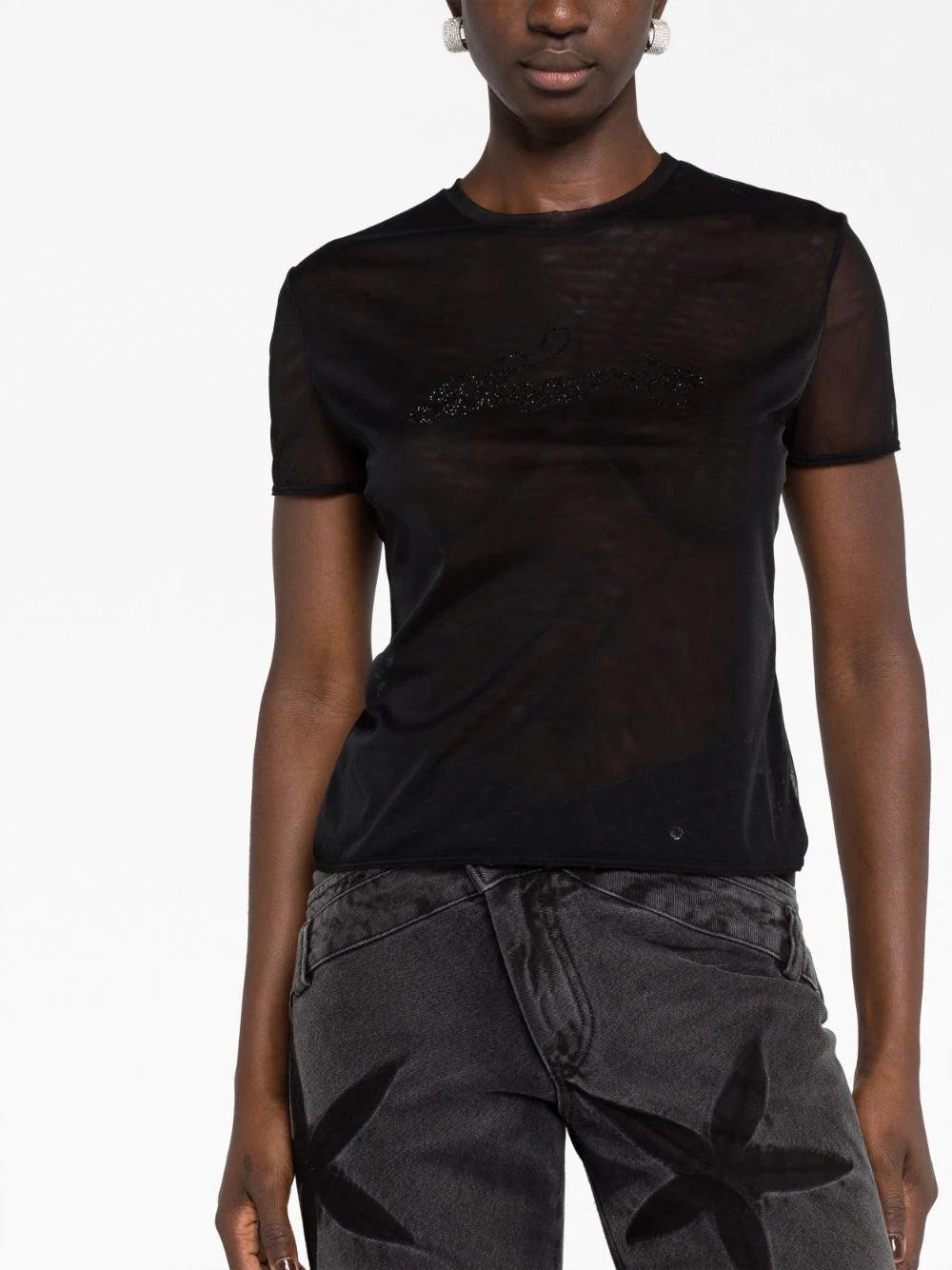 Blumarine Tulle T-shirt With Logo