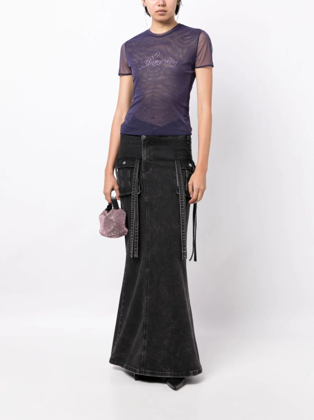 Blumarine Tulle T-shirt With Logo
