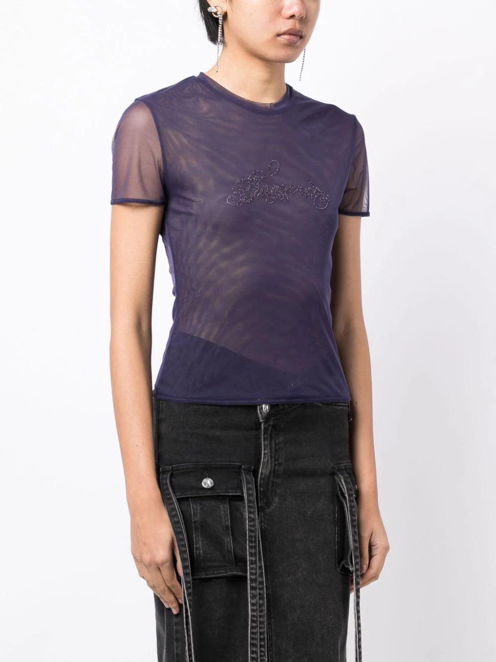 Blumarine Tulle T-shirt With Logo