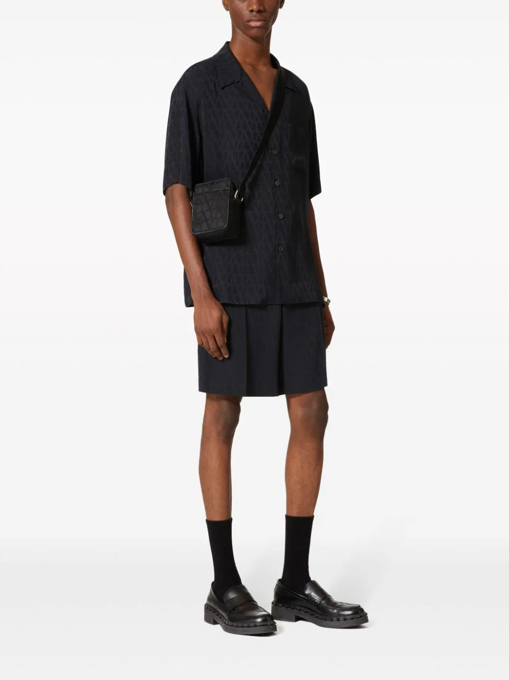Valentino Garavani Bowling Shirt In Silk With Toile Iconographe Motif