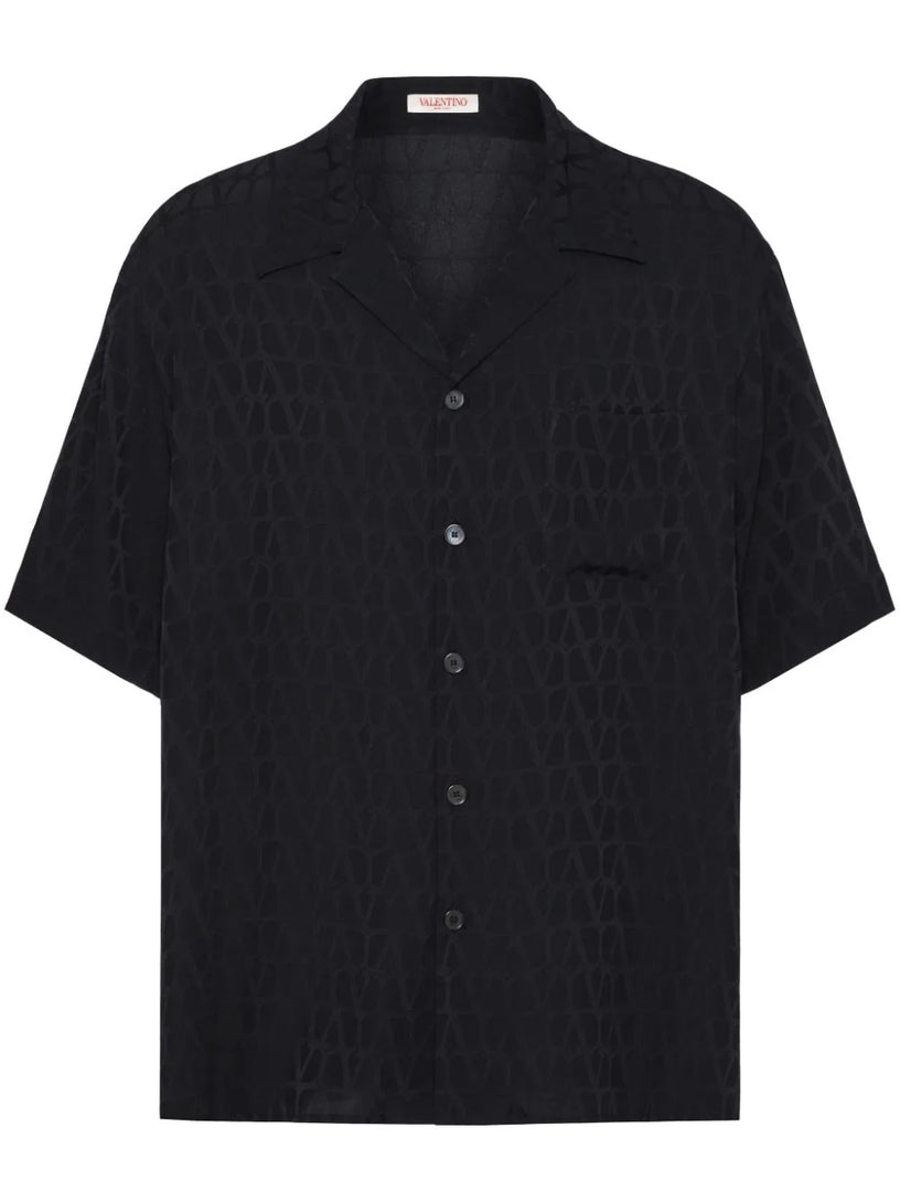 Valentino Garavani Bowling shirt in silk with toile iconographe motif