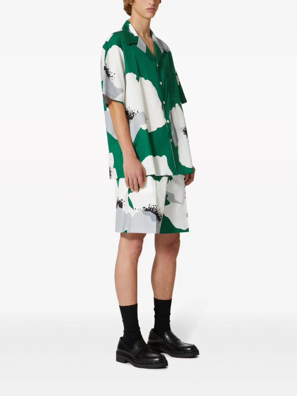 Valentino Garavani Bowling Shirt With Flower Portrait Print