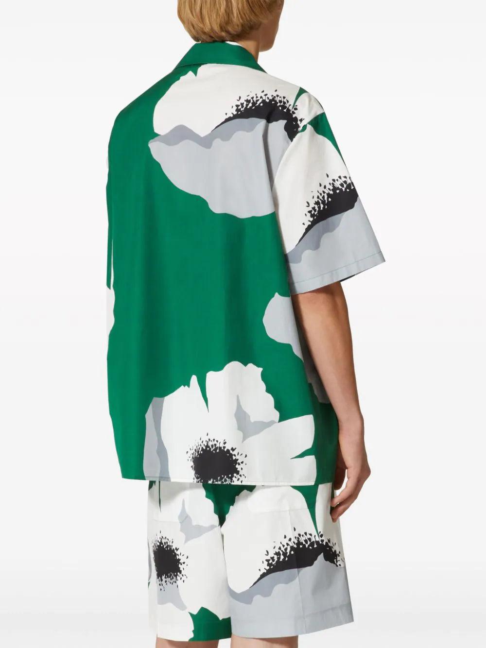 Valentino Garavani Bowling Shirt With Flower Portrait Print