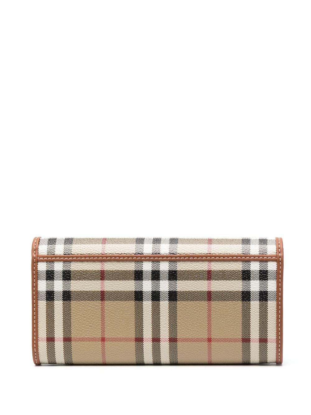 Burberry Check And Leather Continental Wallet