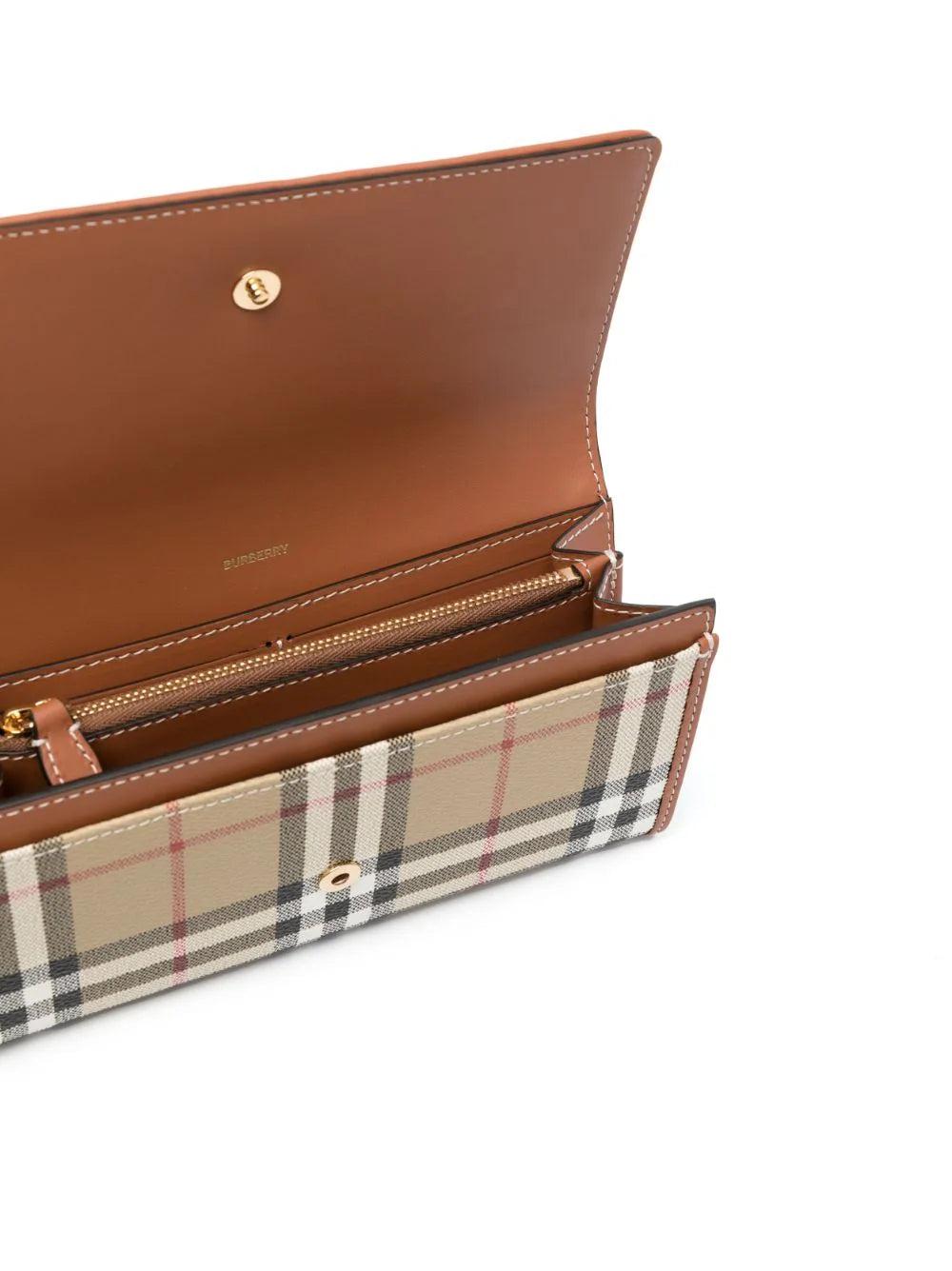 Burberry Check And Leather Continental Wallet