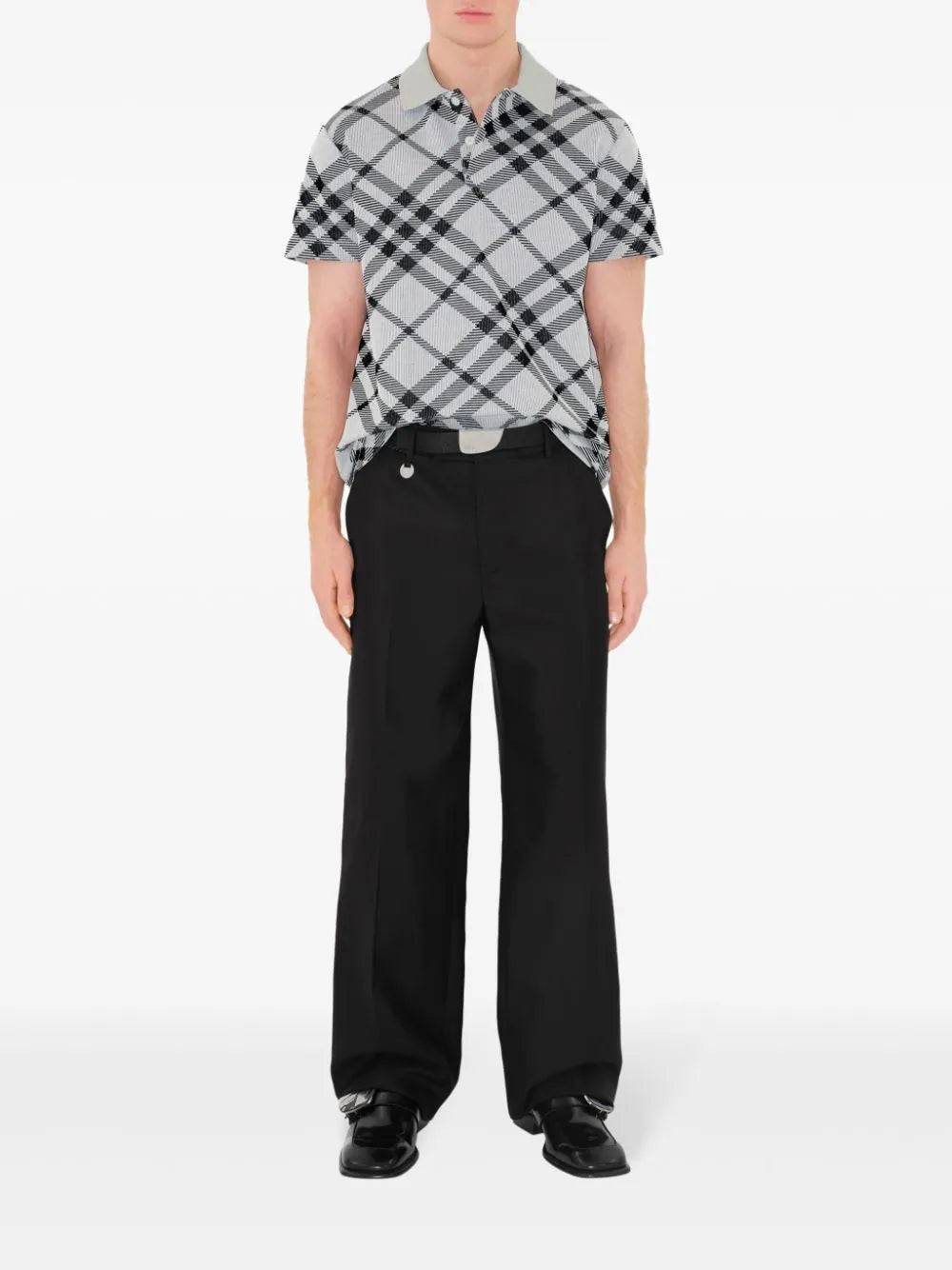 Burberry Check Cotton Blend Polo Shirt