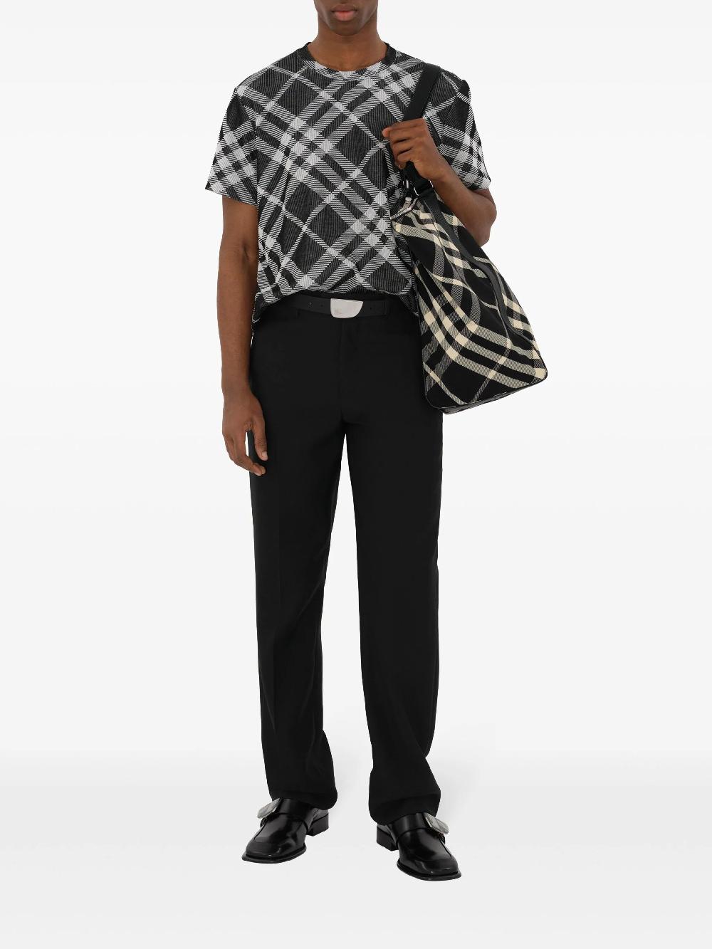 Burberry Check Stretch Cotton Blend T-shirt