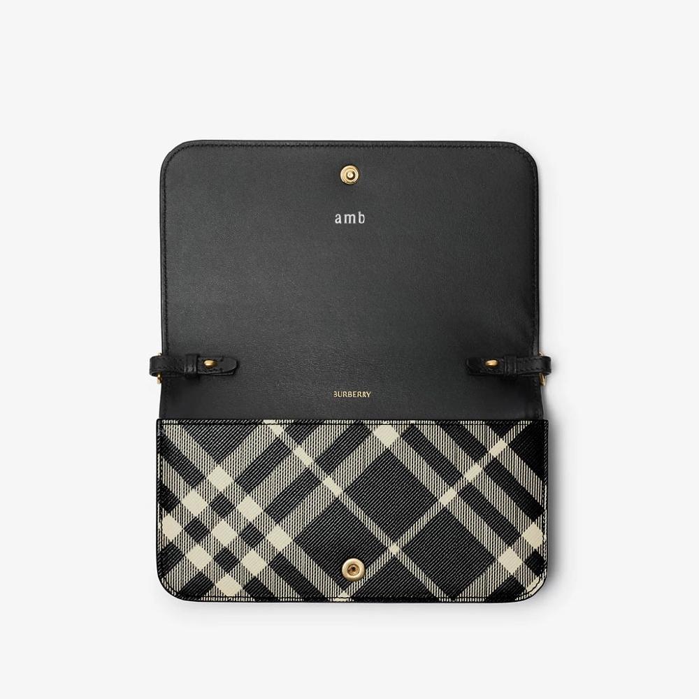 Burberry Check Wallet With Chain Shoulder Strap