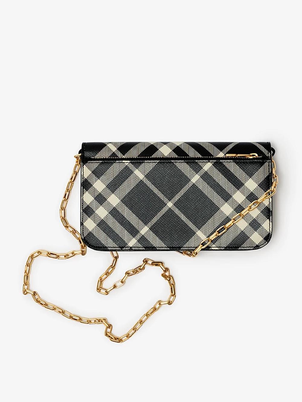 Burberry Check Wallet With Chain Shoulder Strap