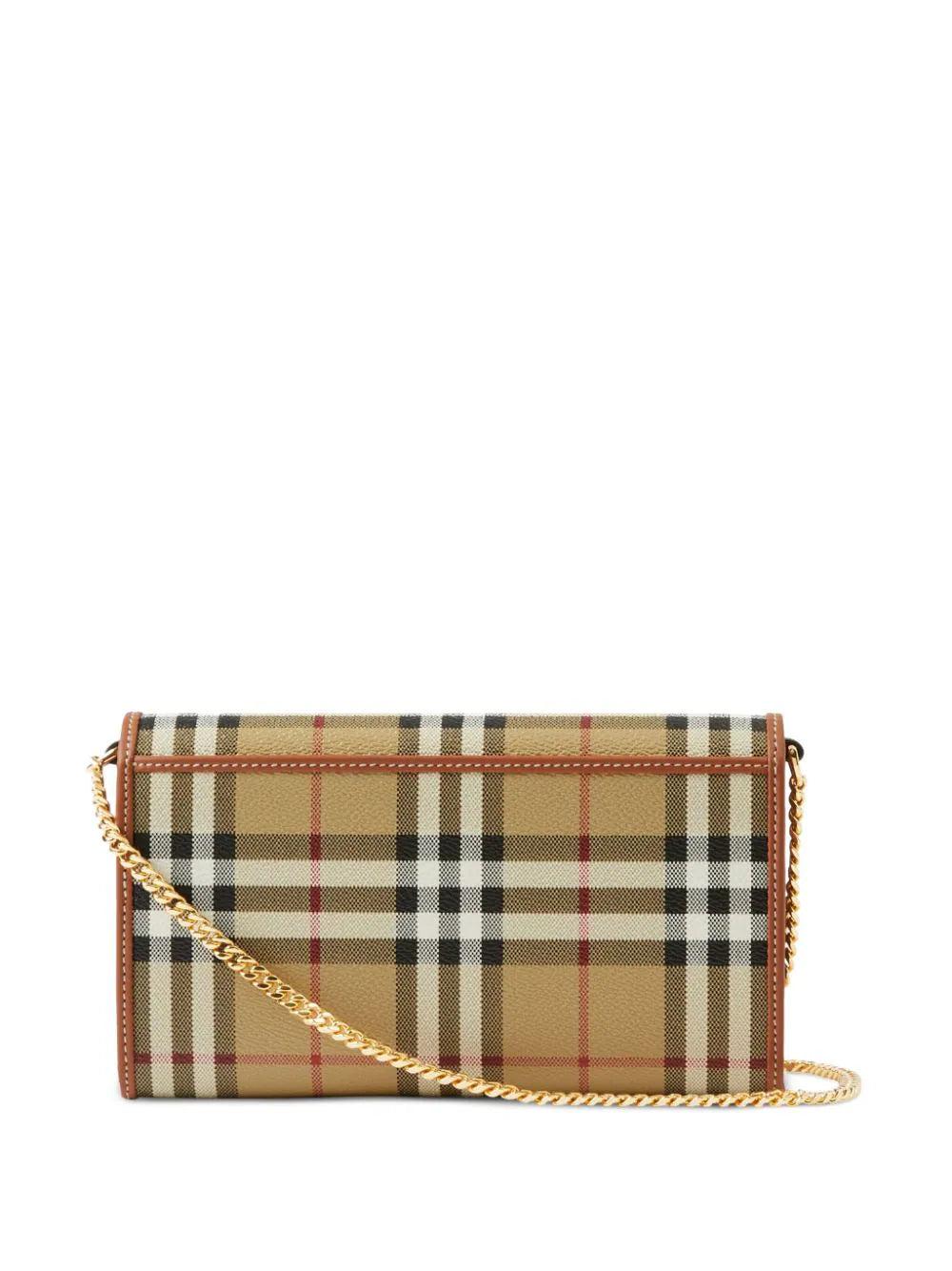 Burberry Check Wallet With Chain Strap