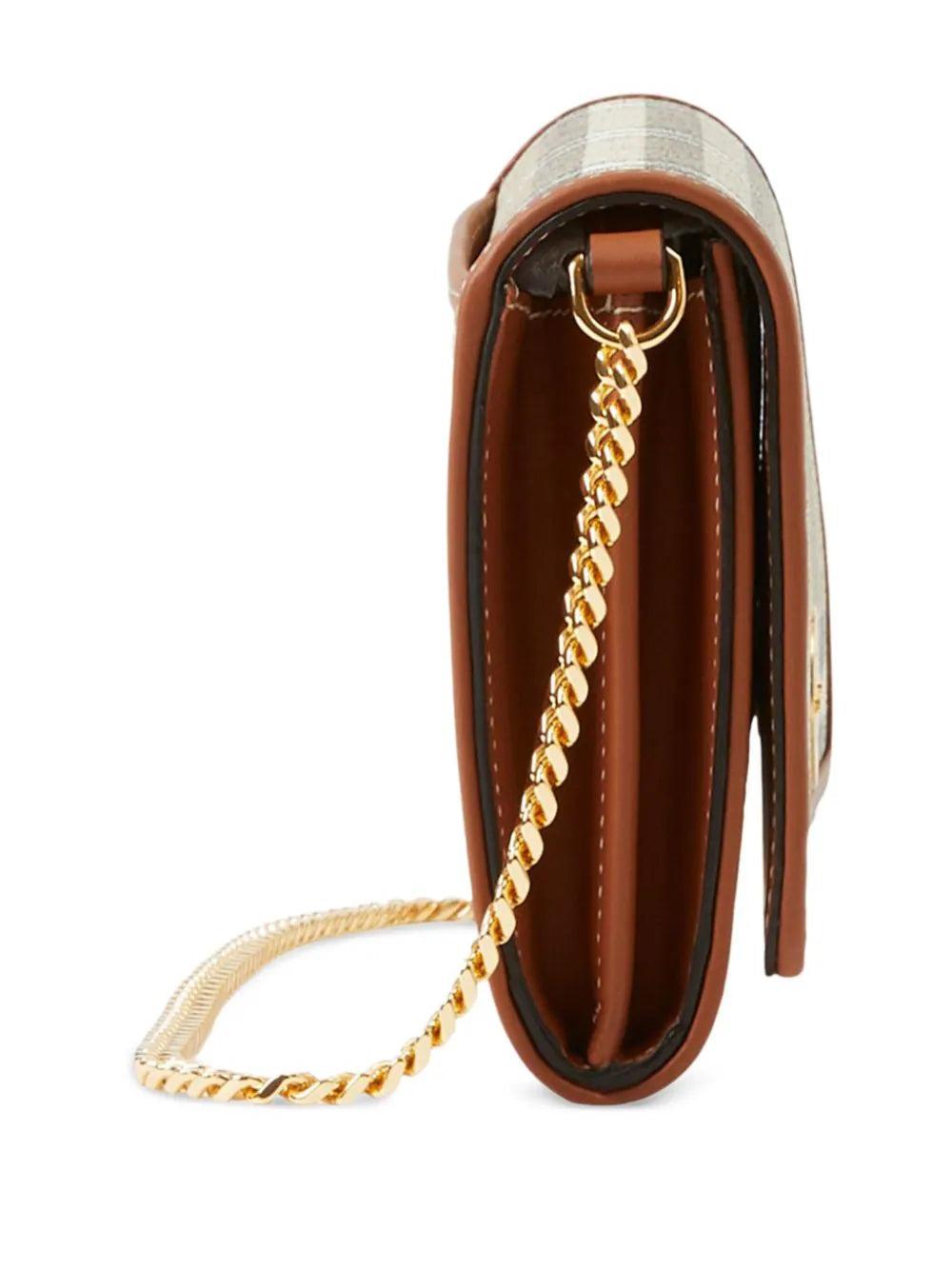 Burberry Check Wallet With Chain Strap