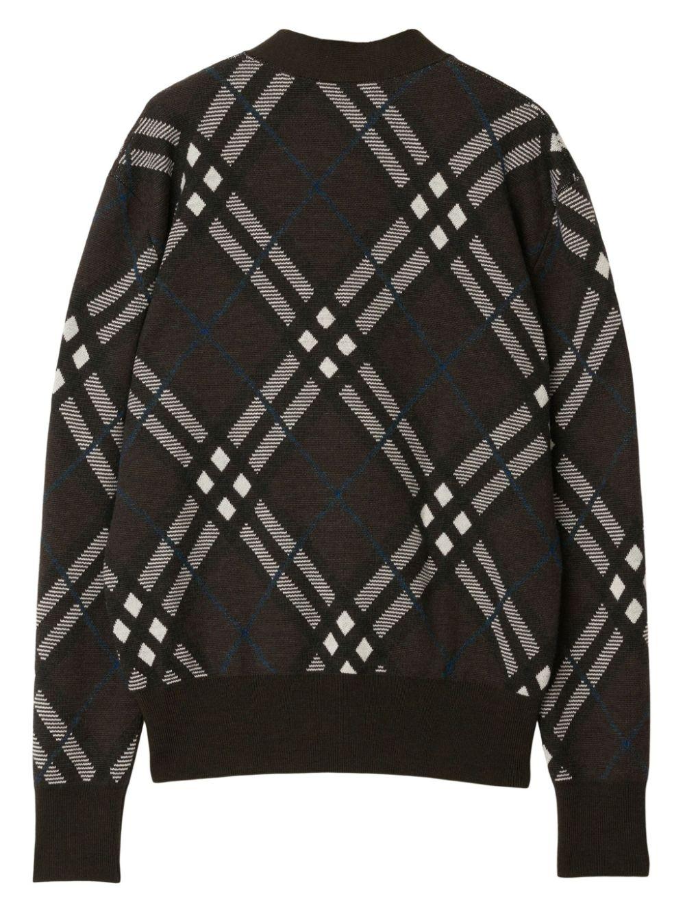 Burberry Check Wool Blend Cardigan