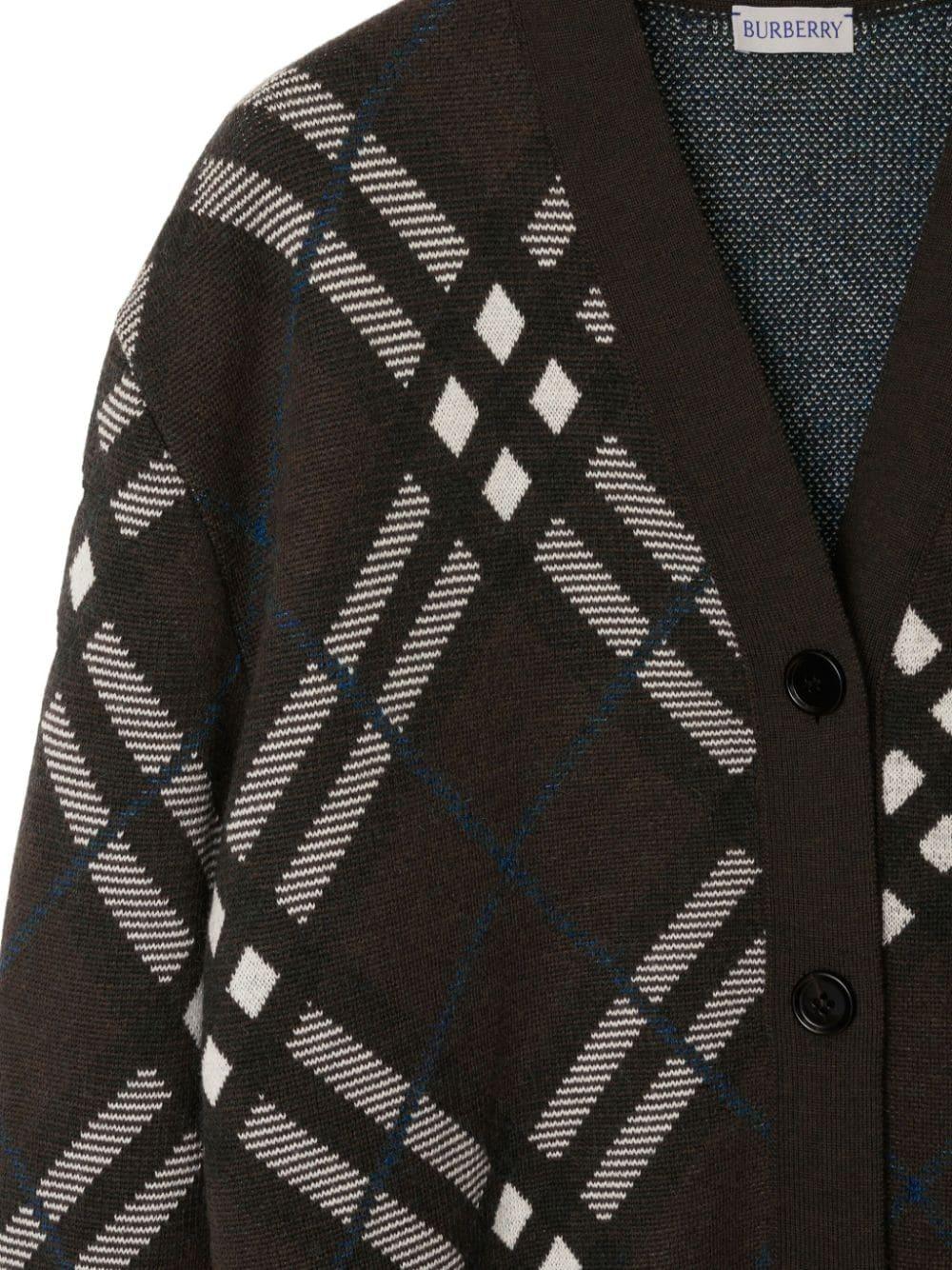 Burberry Check Wool Blend Cardigan