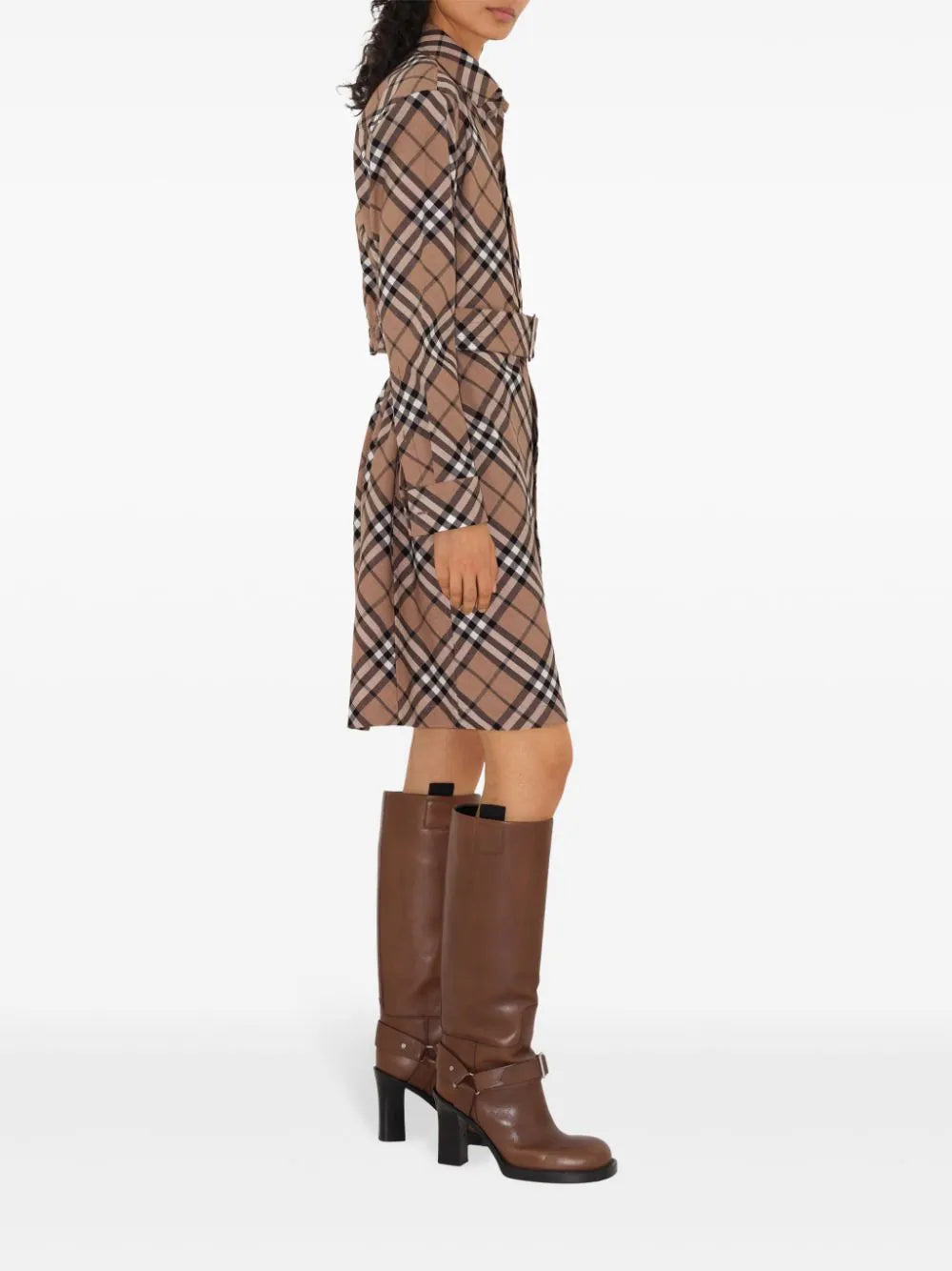 Burberry Check Wool Blend Shirt Dress