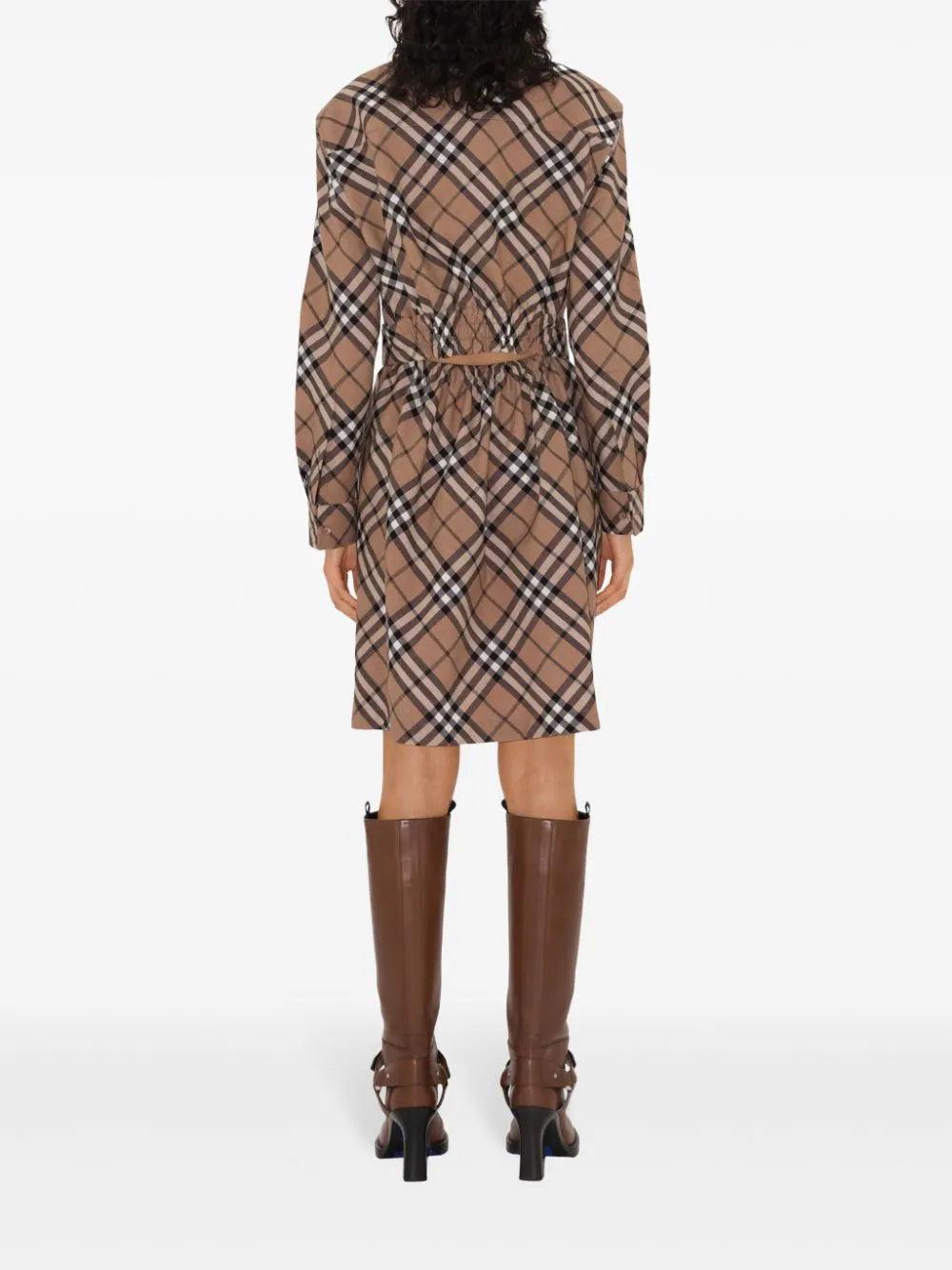 Burberry Check Wool Blend Shirt Dress
