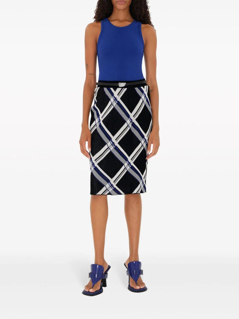 Burberry Checked Silk Skirt