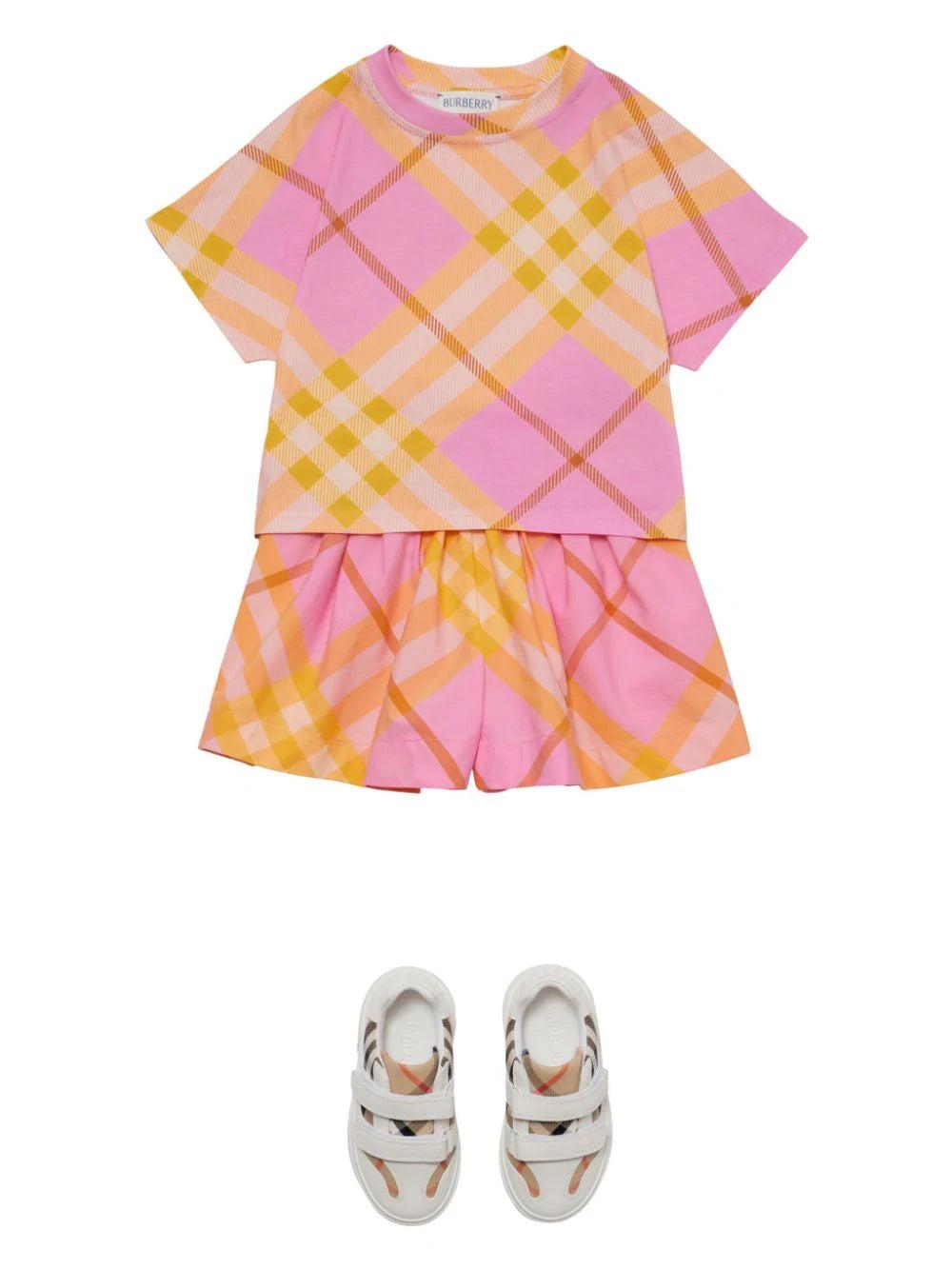 Burberry Kids Check Cotton T-shirt