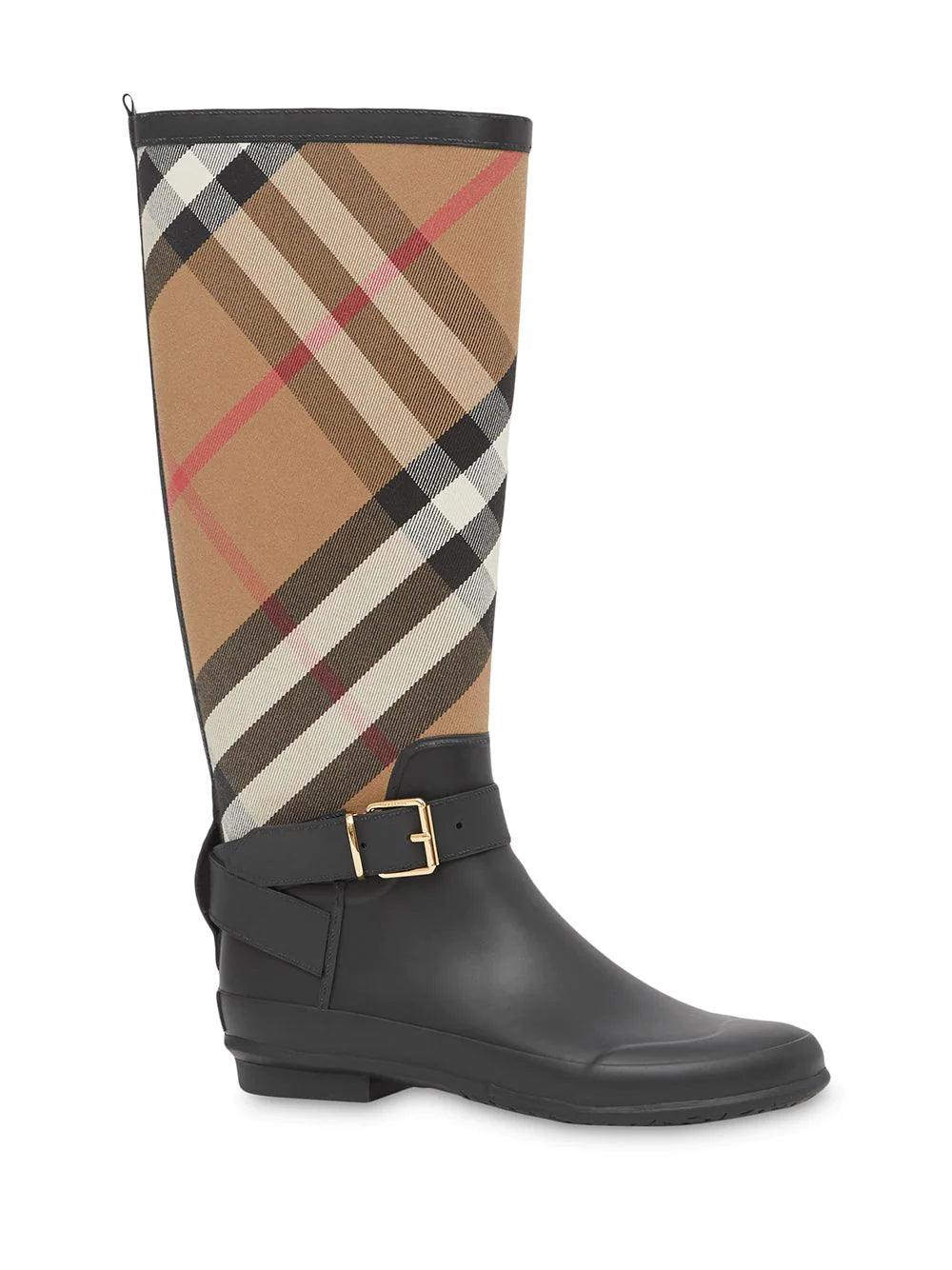 Burberry Strap Detail House Check Rain Boots