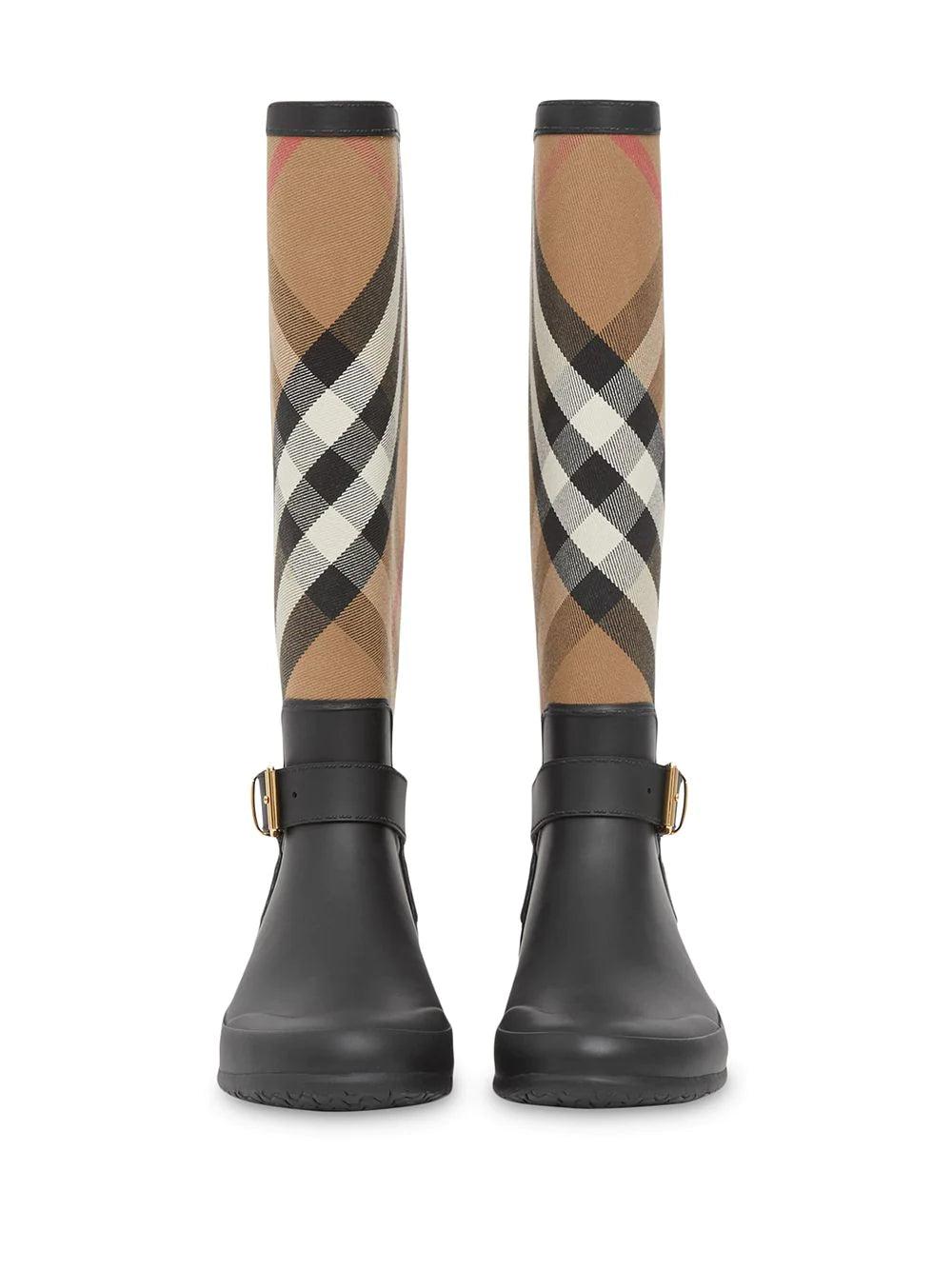Burberry Strap Detail House Check Rain Boots